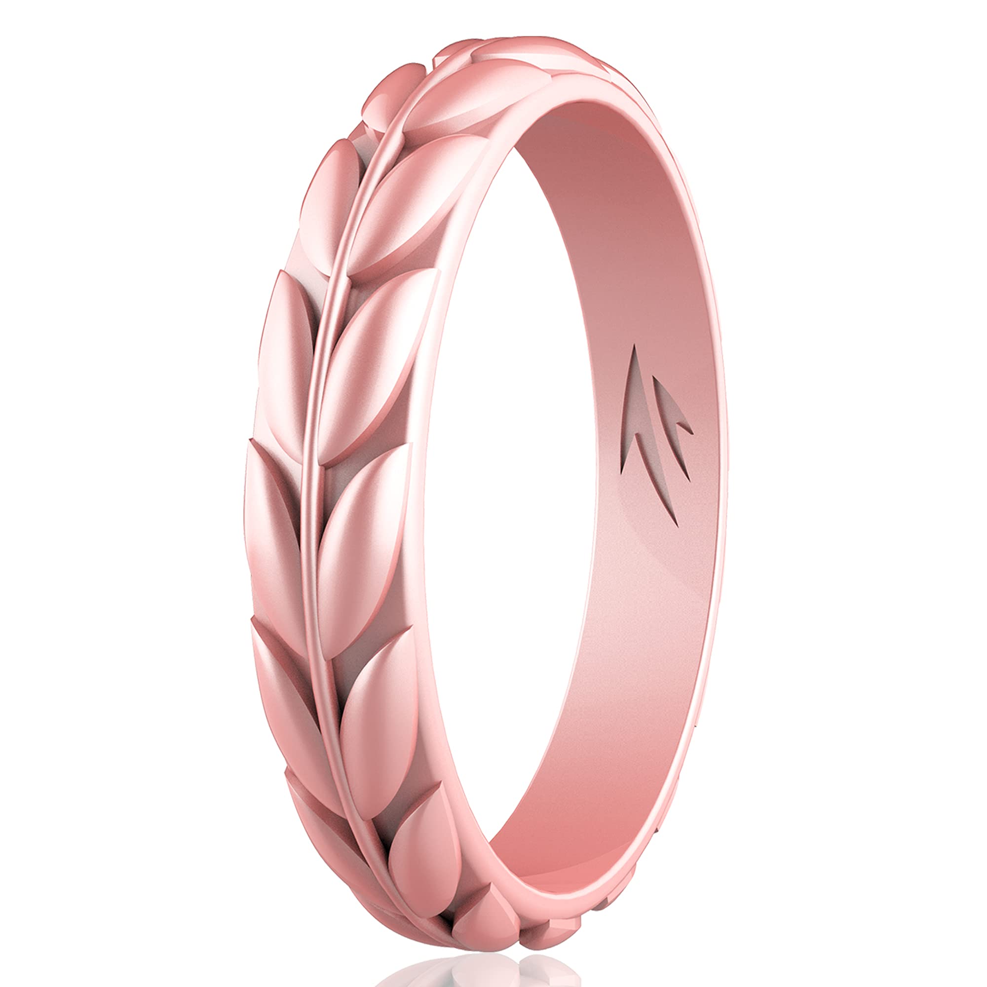 Zollen Olive Leaves Silicone Wedding Rings for Women - Stackable Rubber Wedding Bands, Hypoallergenic Comfort Fit Ring - Perfect for Active Lifestyle, Gym, Swimming & Outdoor Adventures