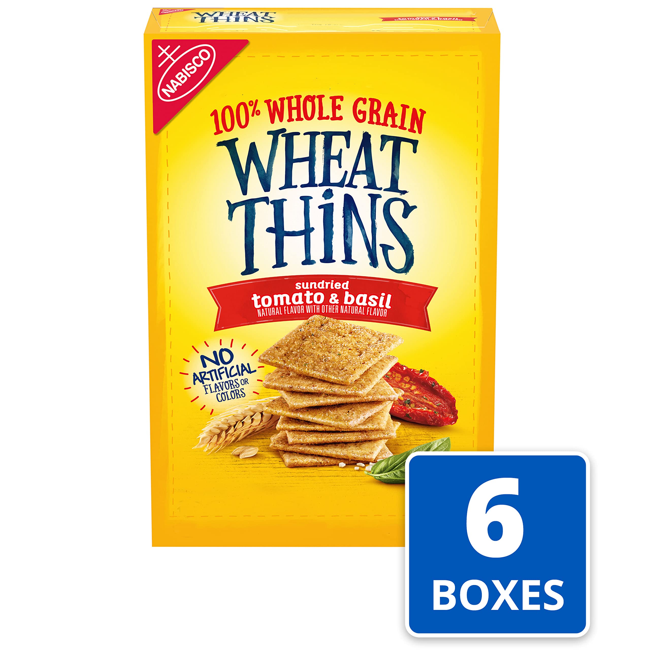 Wheat Thins Sun-Dried Tomato & Basil Whole Grain Wheat Crackers | Bulk Snack Boxes (6-8.5 oz) | Healthy Office Snacks, Party Food & On-The-Go Treats