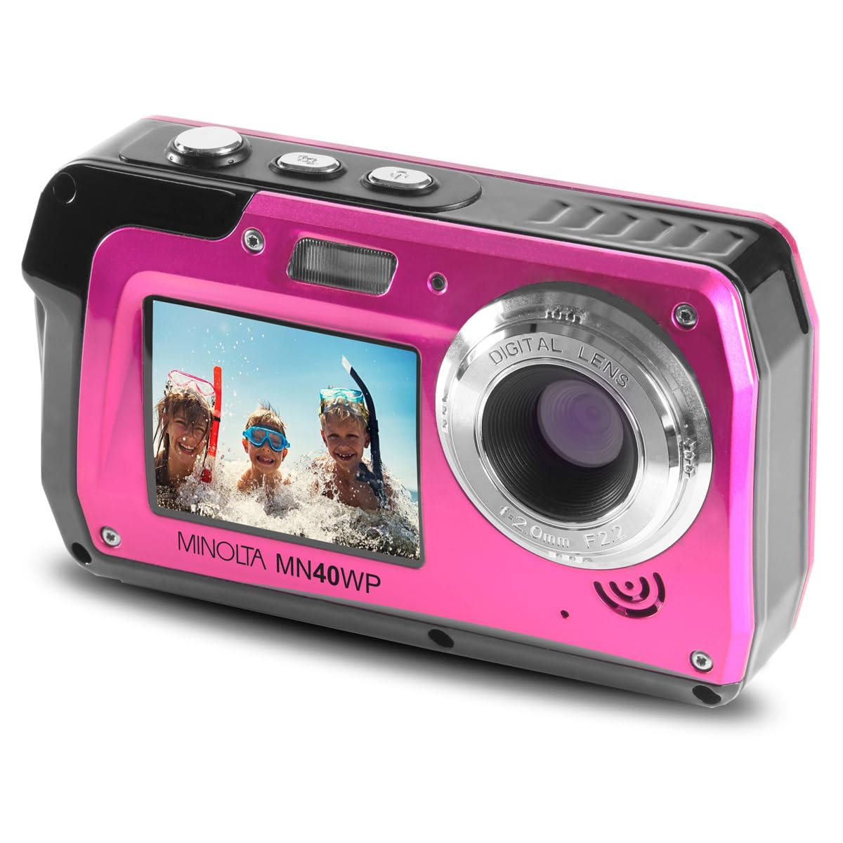 Minolta 48MP Waterproof Digital Camera with Dual Screen - HD Underwater Photography for Snorkeling, Diving & Beach Vacations