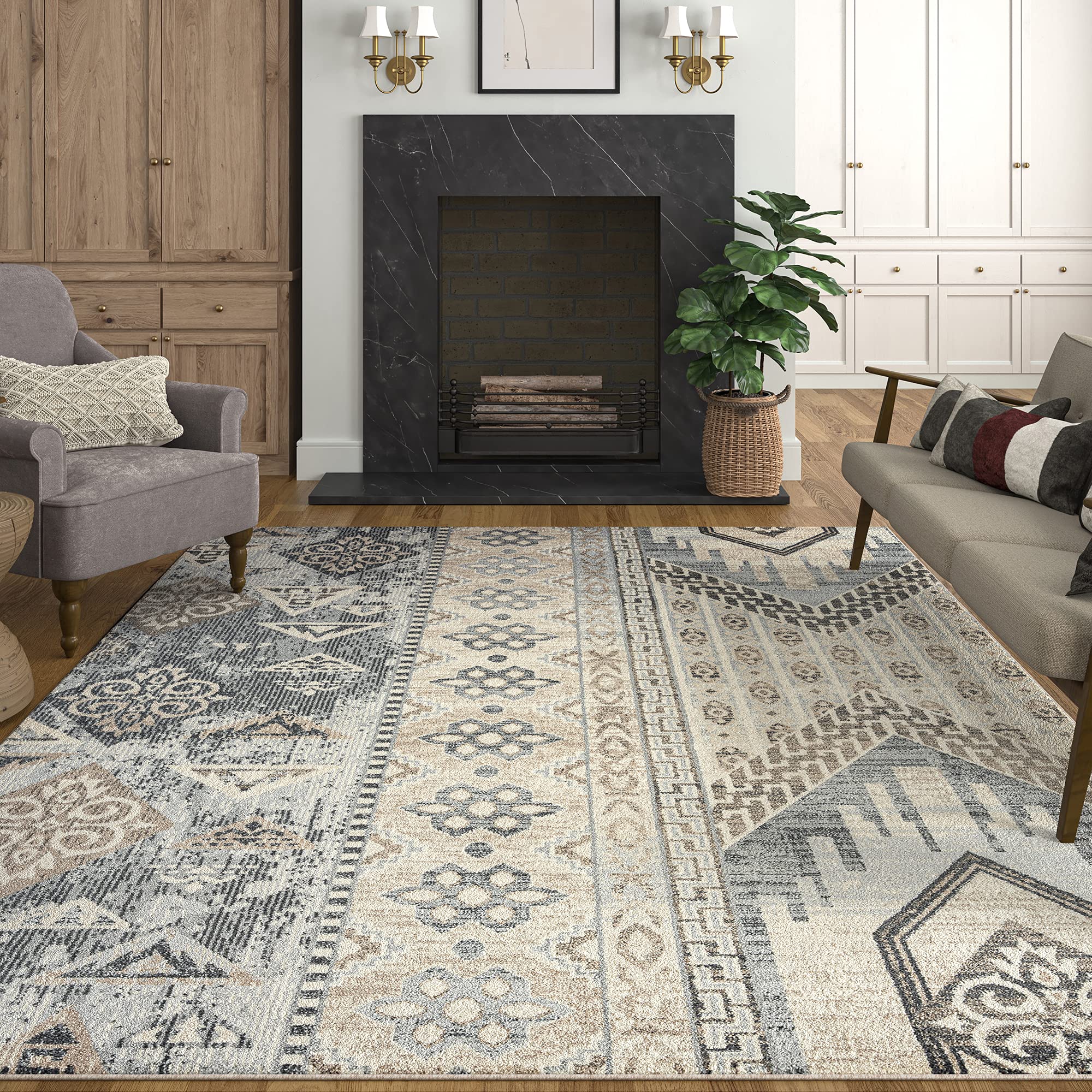 Tayse Jenna Cream 9x12 Rectangle Area Rug - Transitional Abstract Design for Living Room, Bedroom & Dining Room | Soft & Durable Home Decor for Cozy Spaces