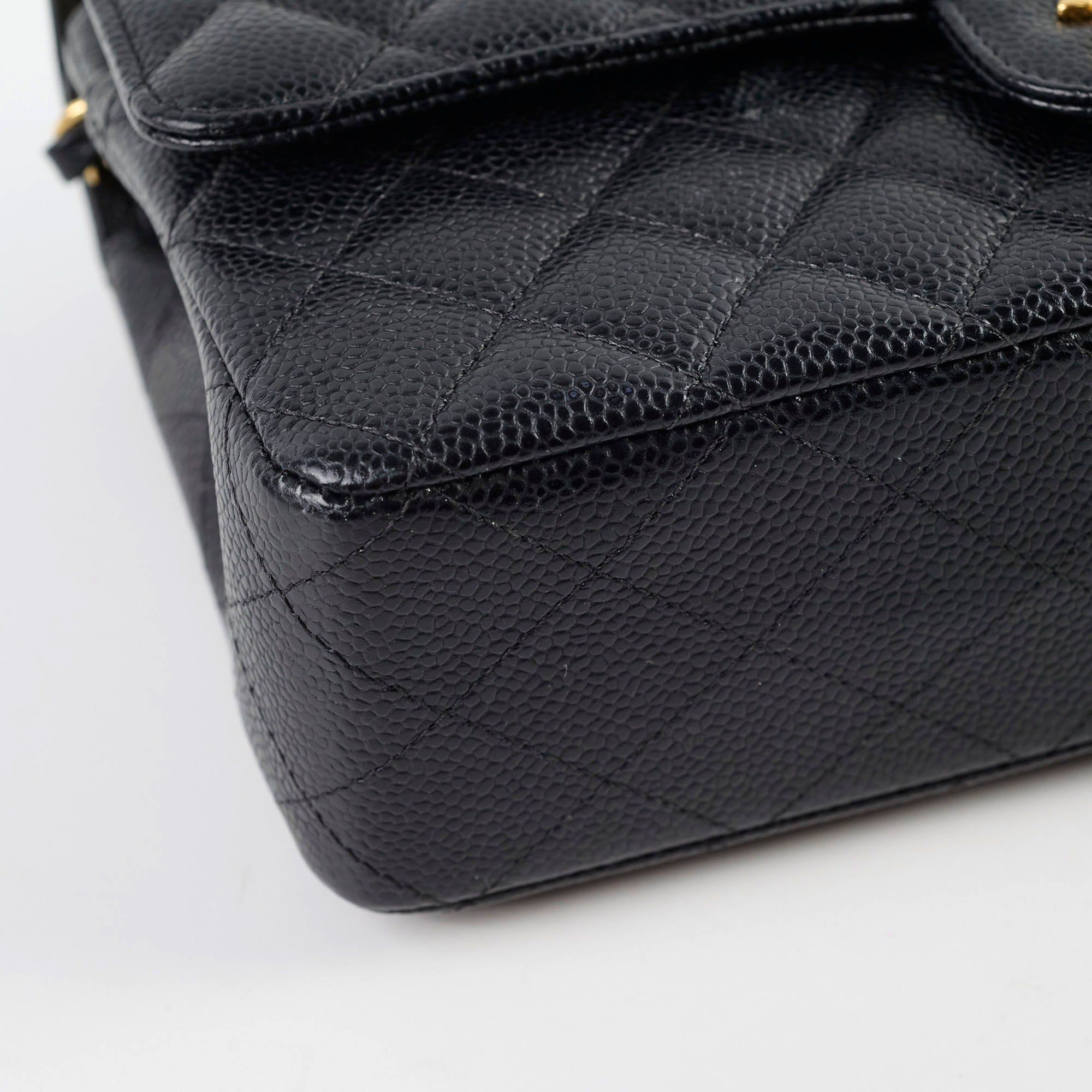 Chanel Medium/Large Caviar Double Classic Flap Black Handbag - Luxury Designer Shoulder Bag for Women | Perfect for Work, Evening Events & Special Occasions