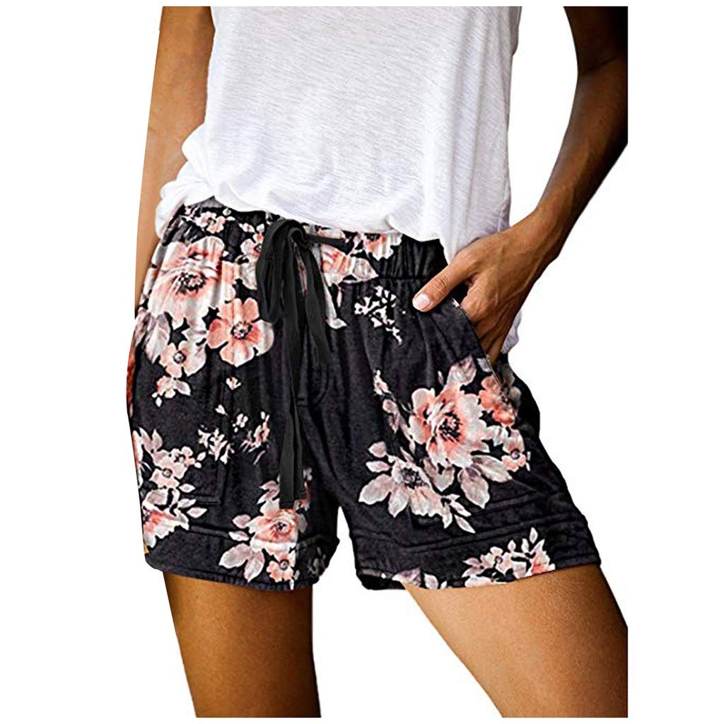 Women's Stretchy Waist Casual Shorts with Pockets - Elastic Drawstring Comfort Fit (S-XXL) | Perfect for Summer, Travel, Yoga & Lounge Wear