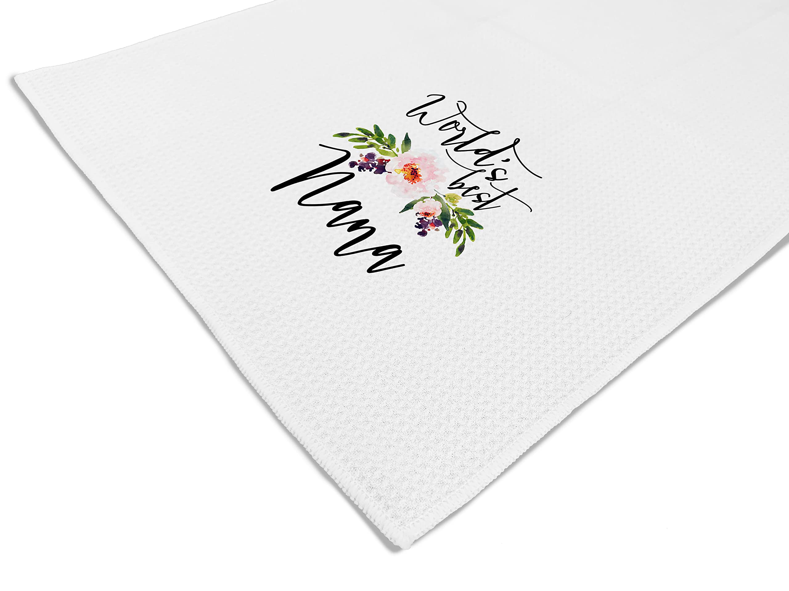 World's Best Nana Floral Bath Towel - Funny Sweet Gift for Grandma from Granddaughter/Grandson - Soft Decorative Towel for Bathroom, Mother's Day & Housewarming Gifts