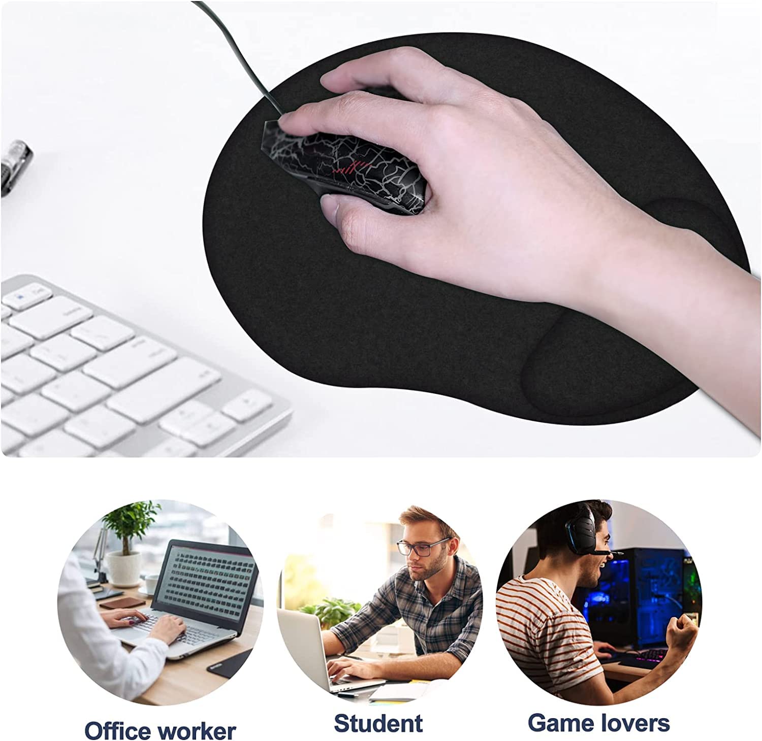 2Pcs Custom Photo Gaming Mouse Pad with Wrist Support - Non-Slip Rubber Base & Ergonomic Design for PC, Laptop, Office & Anime Fans - Perfect for Gamers, Programmers & Long Work Sessions
