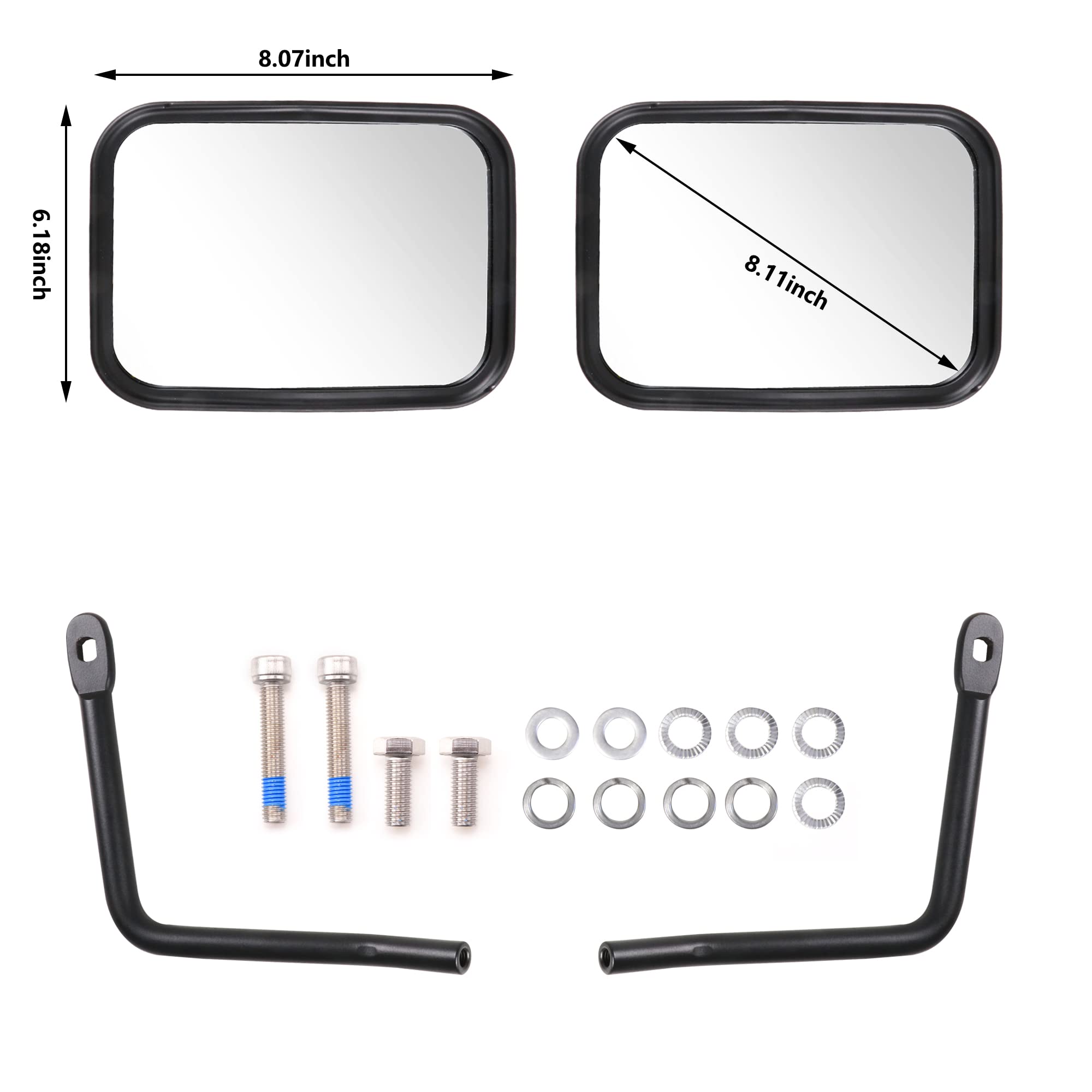 Heavy Duty Aluminum 360° Adjustable UTV Side Mirrors for 2015-2025 Polaris Ranger 1000/XP 1000 - Compatible with Roof & Windshield - Enhanced Rear Visibility for Off-Road Adventures & Work Sites