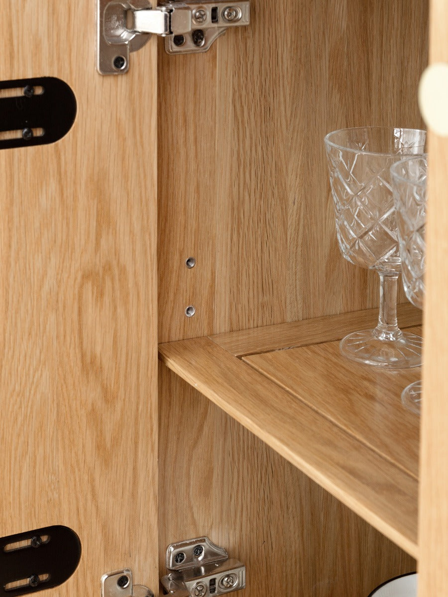 Solid Oak Wood Modern Nordic Sideboard - Mid-Century Buffet Cabinet for Dining Room, Living Room & Entryway Storage