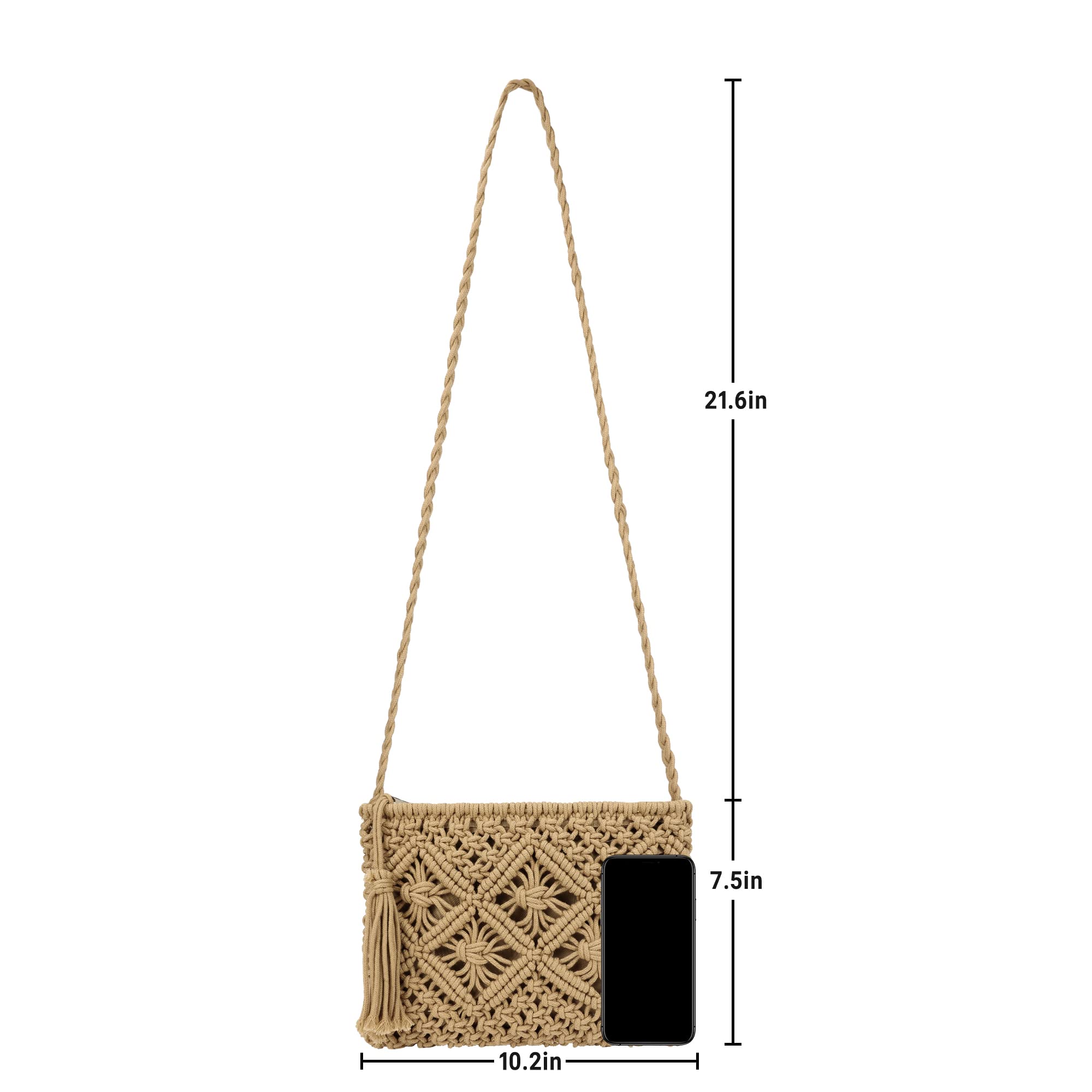 Handmade Crochet Shoulder Bag for Women - Boho Woven Beach Crossbody Purse with Tassel | Perfect for Summer Outings, Vacations & Boho Fashion Accessories