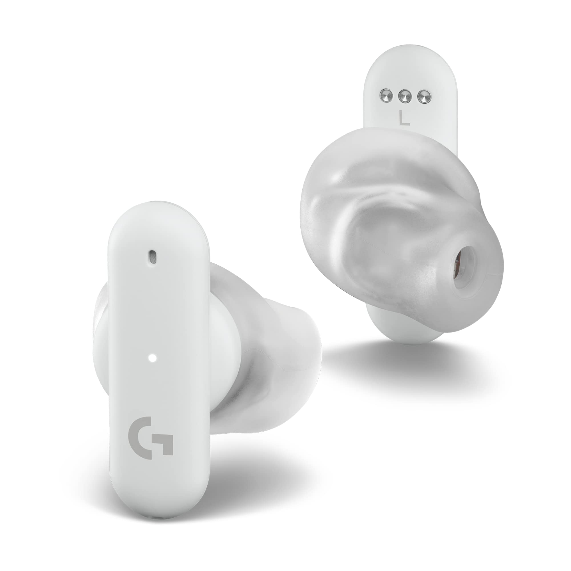 Logitech G FITS True Wireless Gaming Earbuds with Custom Moulded Fit - LIGHTSPEED & Bluetooth Connectivity, 4 Beamforming Mics for PC, Mac, PS5, PS4, Mobile & Nintendo Switch (White) - Perfect for Competitive Gaming, Streaming & Mobile Entertainment