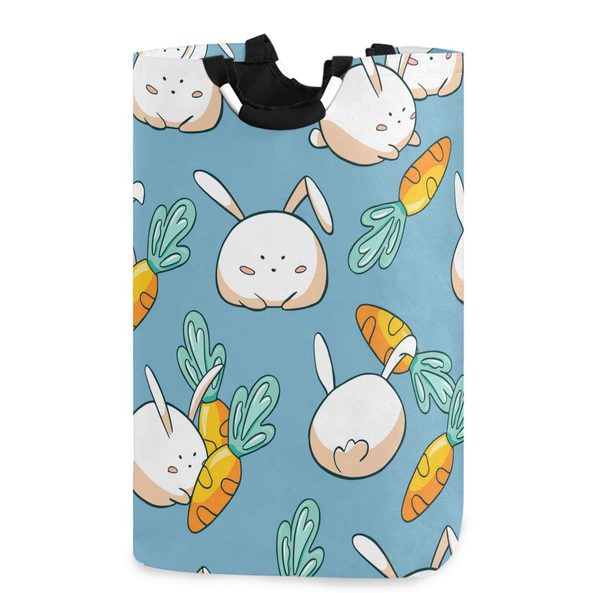 Emelivor Large Collapsible Laundry Basket with Handles - Waterproof Easter Bunny Carrot Design Hamper for Home, Nursery & Dorm | Perfect for Holiday Decor, Kids Room Storage & Laundry Organization