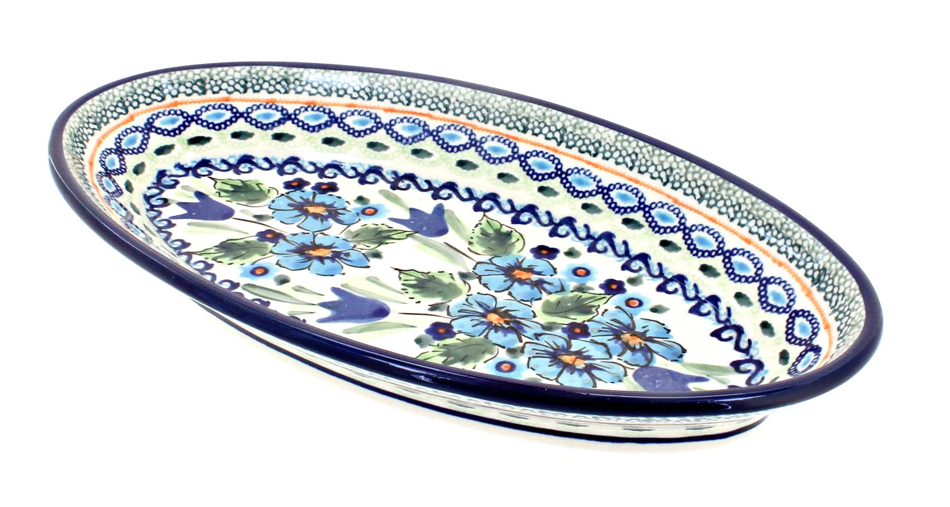 Blue Rose Polish Pottery Ballina Small Oval Platter – Handmade Ceramic Serving Dish for Appetizers, Desserts & Entertaining – Perfect for Dinner Parties, Holidays & Home Decor