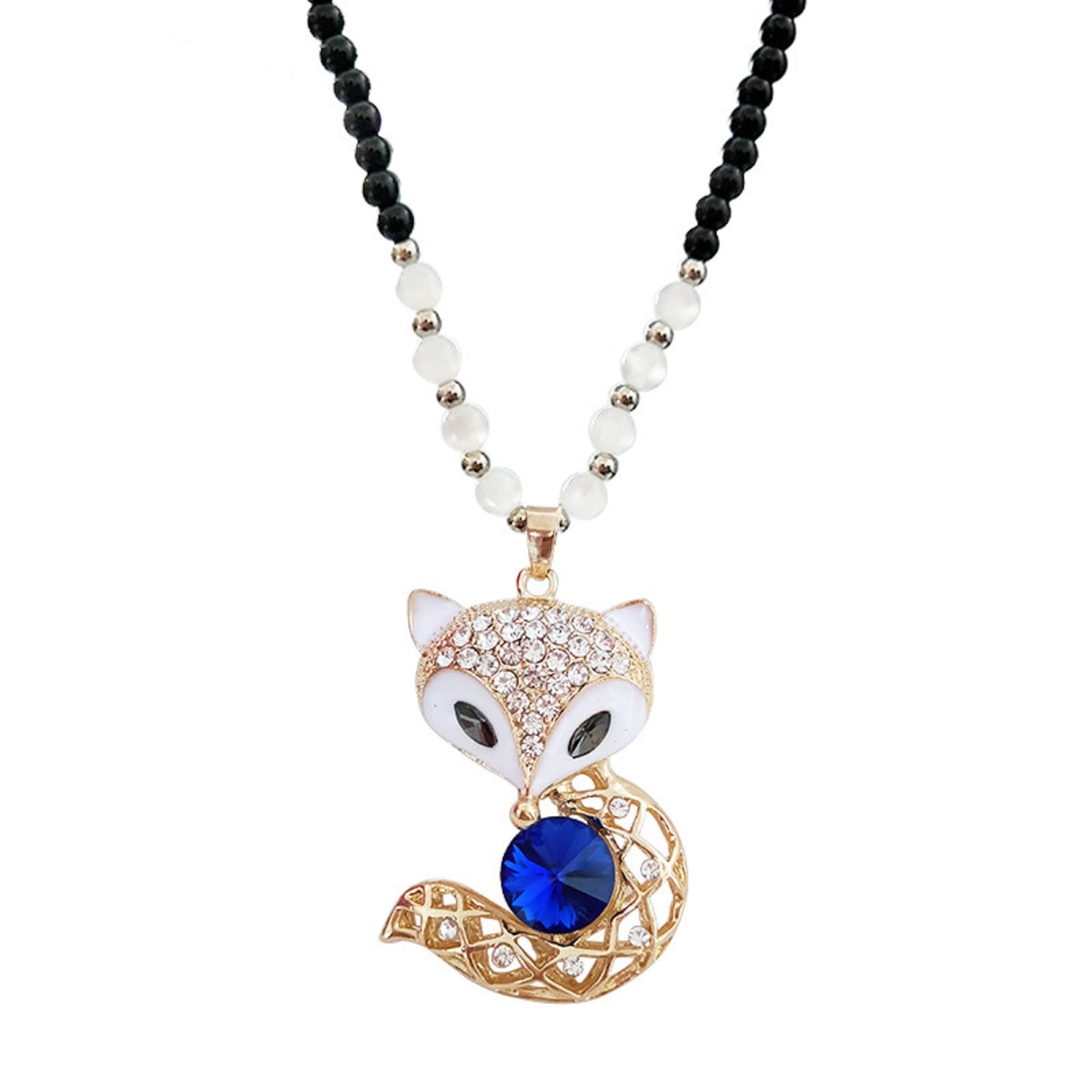 Stylish Rhinestone Fox Pendant Necklace for Women - Long Chain Sweater Jewelry - Elegant Gift for Ladies & Girls - Perfect for Casual Wear, Parties & Special Occasions