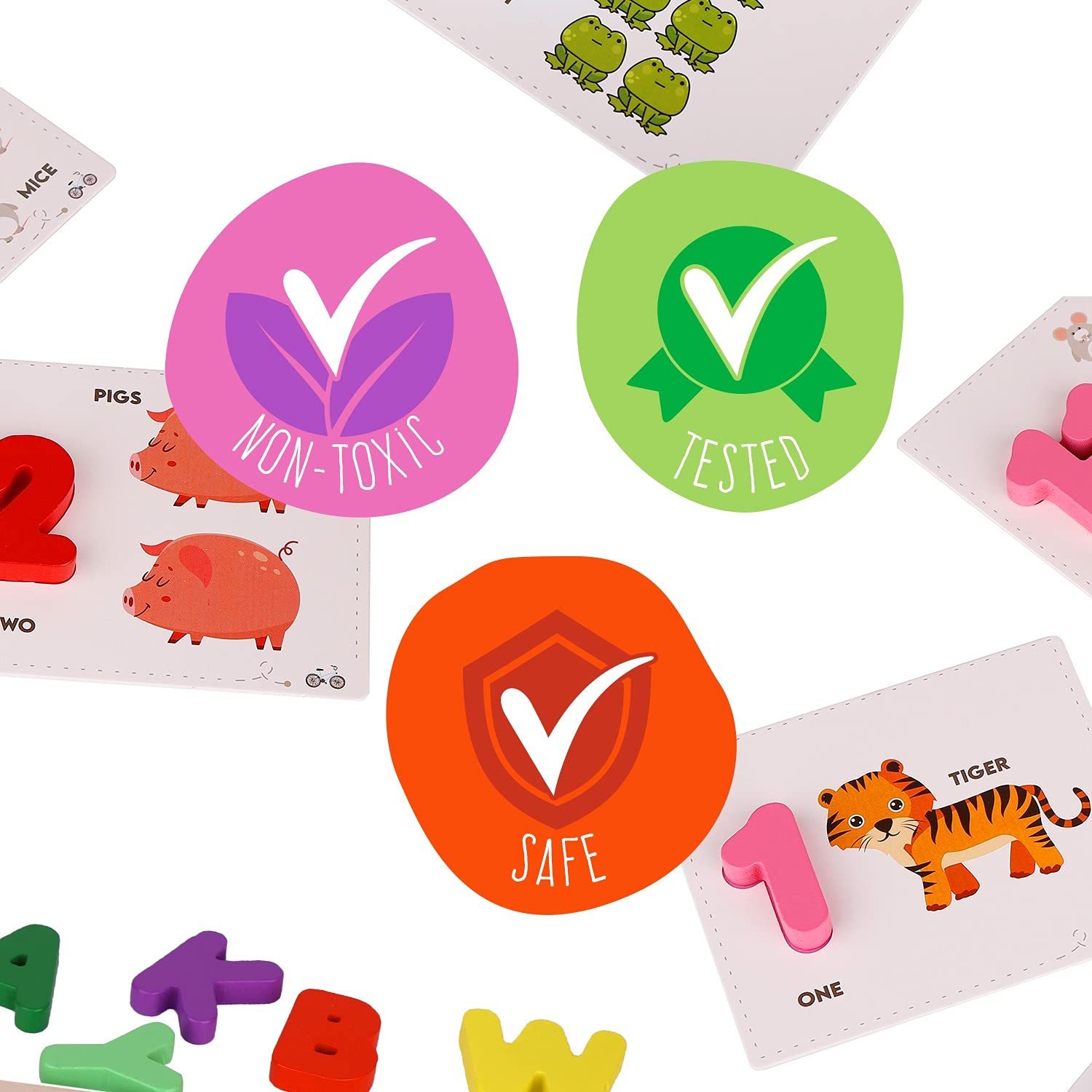Alphabet Puzzle & ABC Wooden Puzzle Set with Number Game, Flash Cards & Storage Bag - Educational Learning Toys for Toddlers & Preschoolers - Perfect for Homeschooling, Classroom & Early Childhood Development