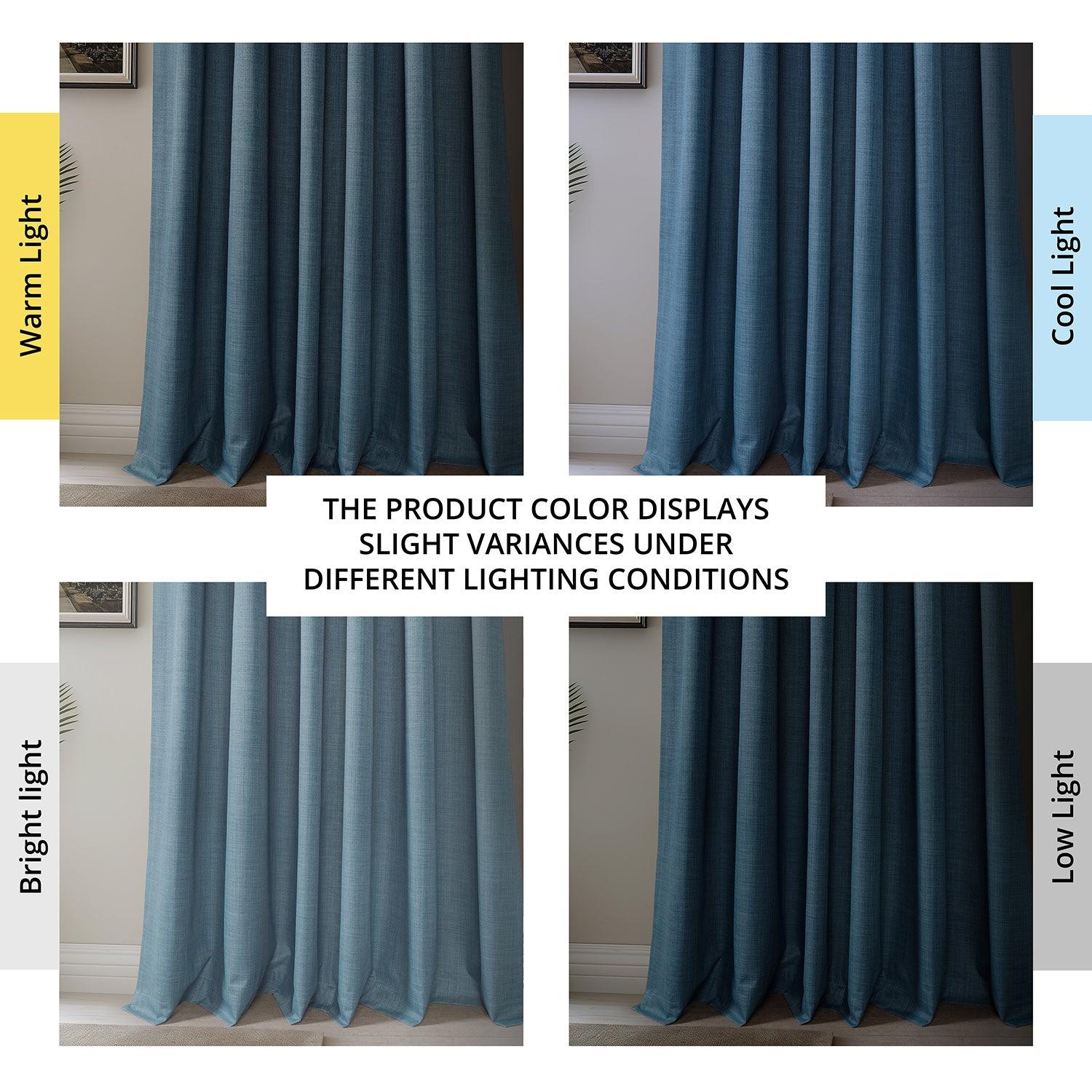 Premium Dark Blue Vienna Basic Linen Blackout Curtains - Set of 2 Panels for Living Room & Bedroom - Noise Reducing & Light Blocking Window Treatments for Home Decor