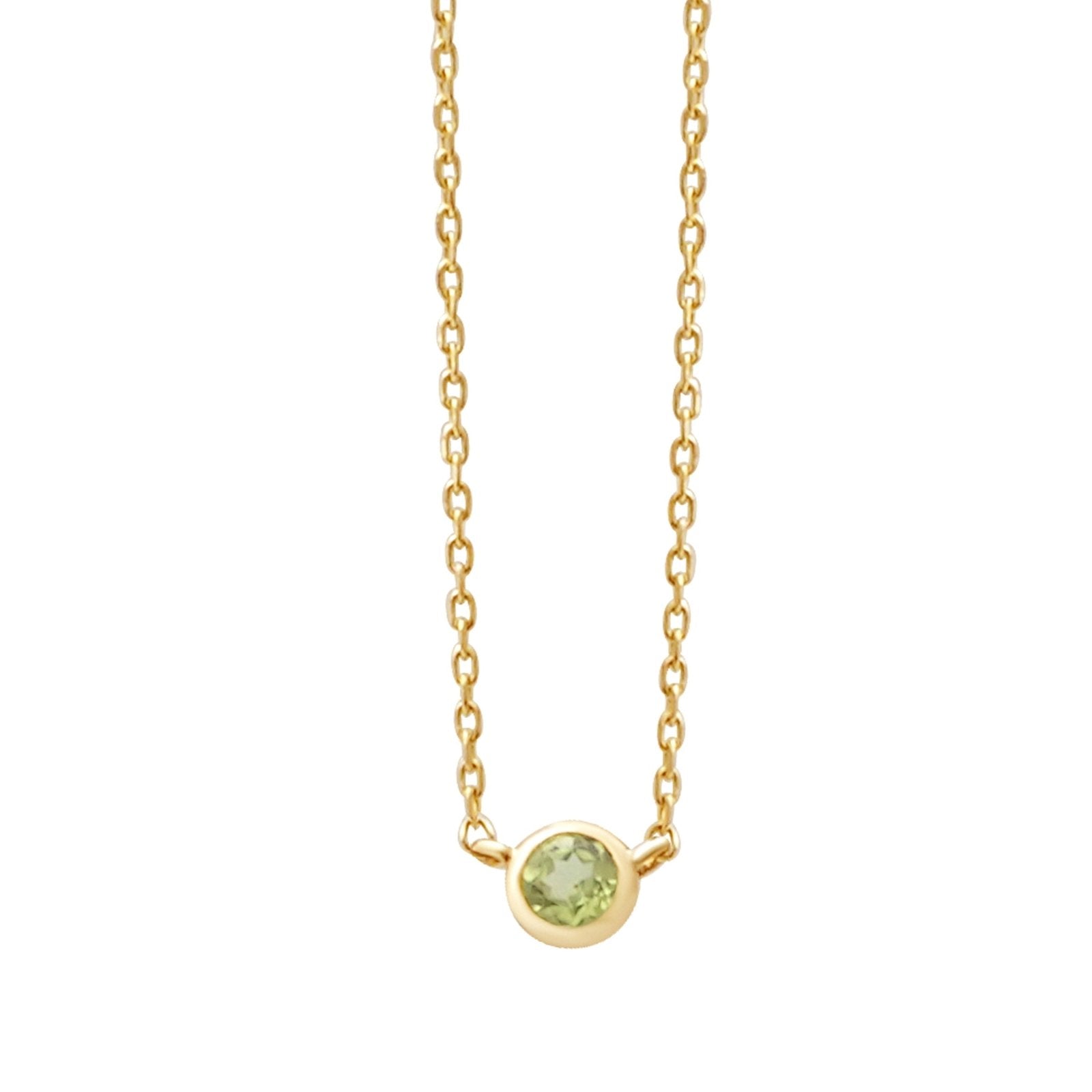 Peridot Gemstone Necklace - 14K Solid Yellow Gold Bezel Pendant for Women | Elegant Jewelry Gift for Birthday, Anniversary & Special Occasions