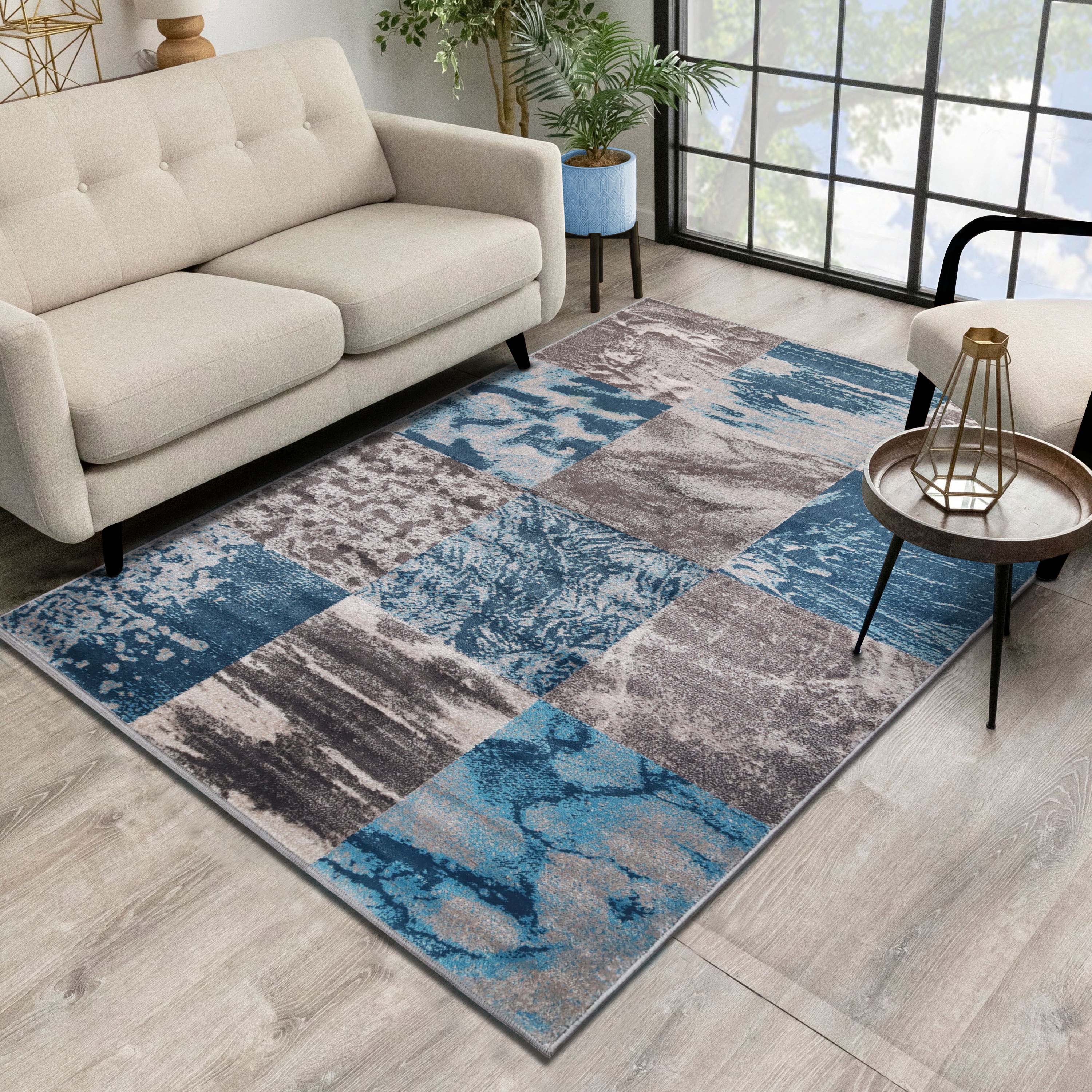 Brentwood Modern Abstract Indoor Area Rug - Soft Non-Slip Living Room Carpet for Bedroom, Dorm & Home Decor