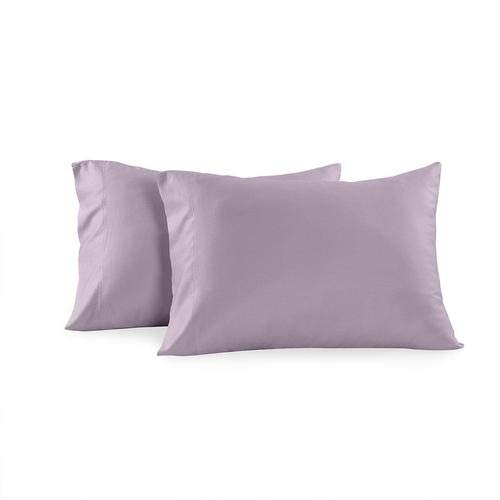 Premium 300 Thread Count Solid Sateen King Size Pillowcase Set (2-Pack) - Soft Luxury Bedding for Master Bedroom & Guest Room - Lilac Purple