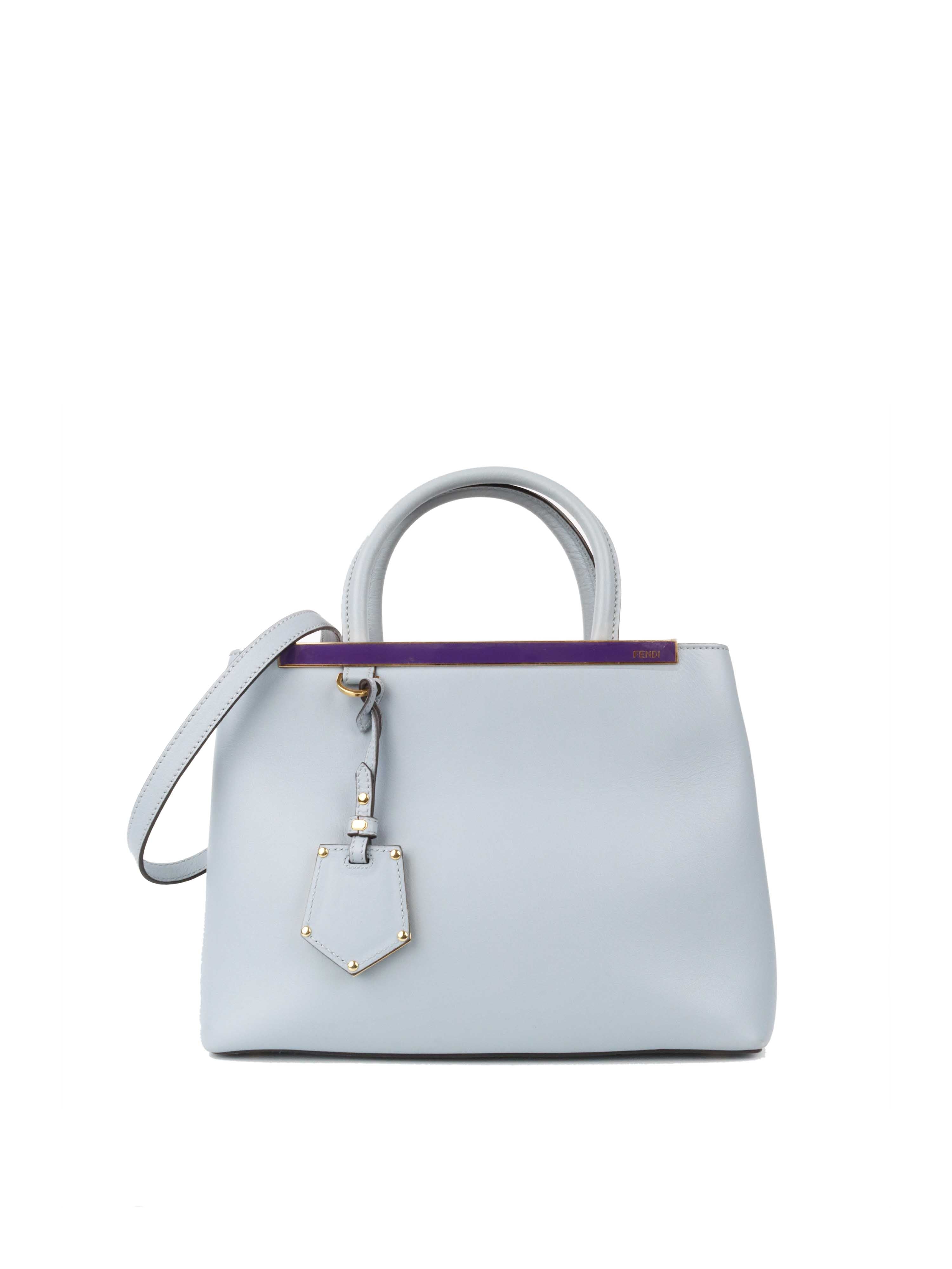 Fendi 2Jours Shoulder Bag in Pale Blue | Luxury Leather Handbag for Women | Perfect for Work, Travel & Everyday Use
