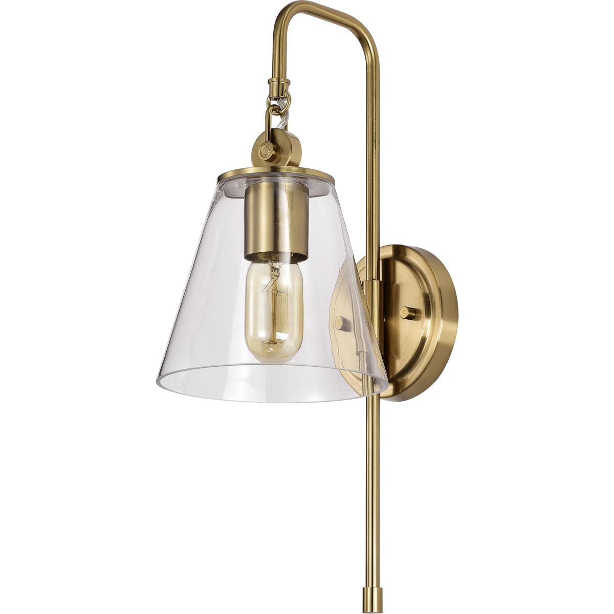 Vintage Brass One Light Wall Sconce by Nuvo Lighting 45923674495 - Perfect for Bedroom, Living Room, and Hallway Lighting Decor
