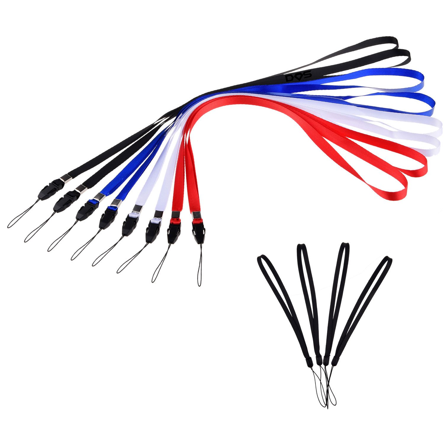 8 Neck Lanyards & 4 Wrist Straps - ID Holder for Work, Events, Travel