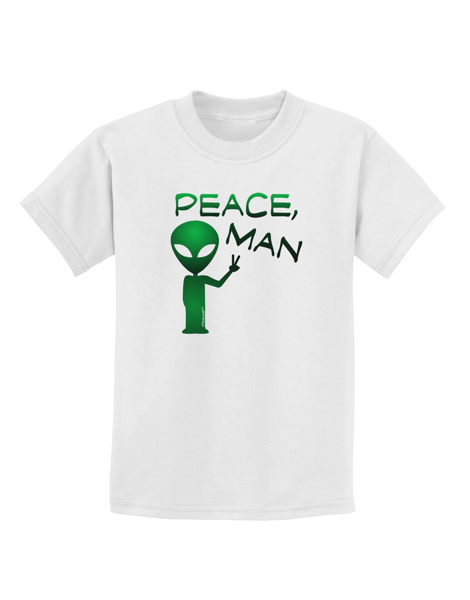 TooLoud Peace Man Alien Graphic Kids T-Shirt - Fun & Comfortable Cotton Tee for Boys & Girls - Perfect for School, Parties & Everyday Wear