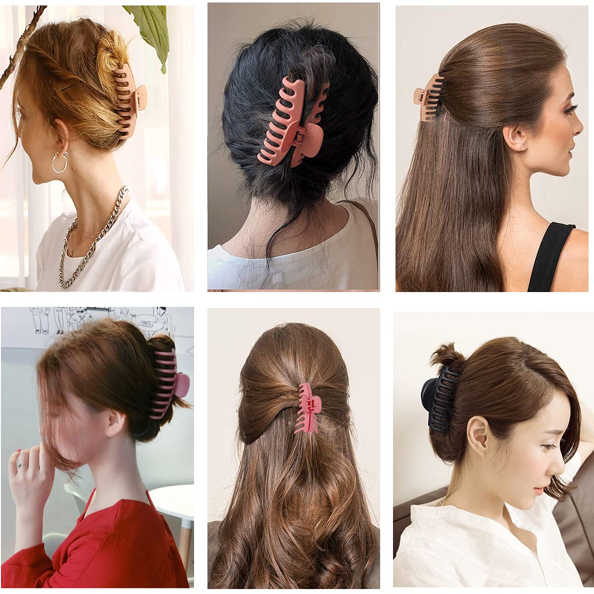 6 Pack Large Hair Claw Clips - 4 Inch Non-Slip Matte Strong Hold Banana Clips for Thick or Thin Hair | Fashion Hair Accessories for Women | Perfect for Ponytails, Buns & Everyday Styling