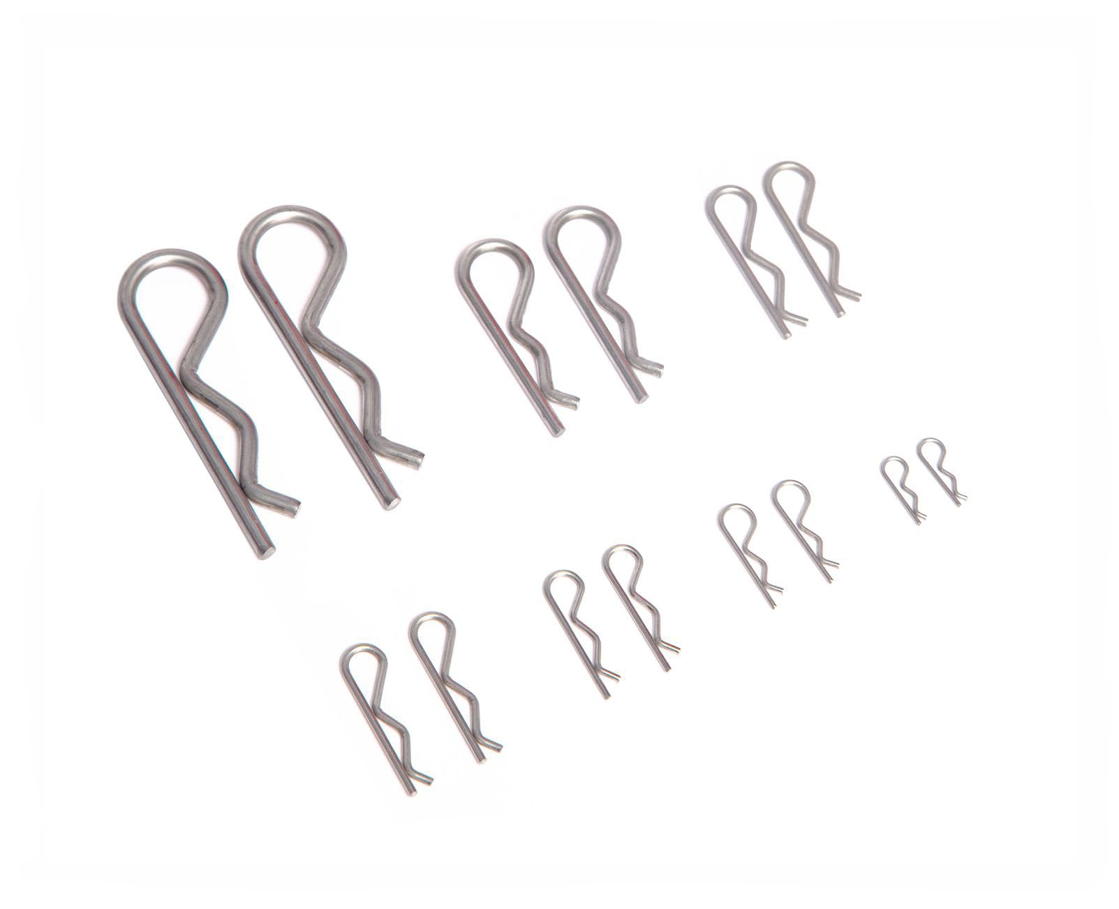 Heavy Duty Stainless Steel Cotter Pins Assortment Kit - 95PCS 7 Sizes (1.0-4.0mm) R Clips with Trailer Hitch Pins - Spring Fasteners for Automotive, Machinery & DIY Projects