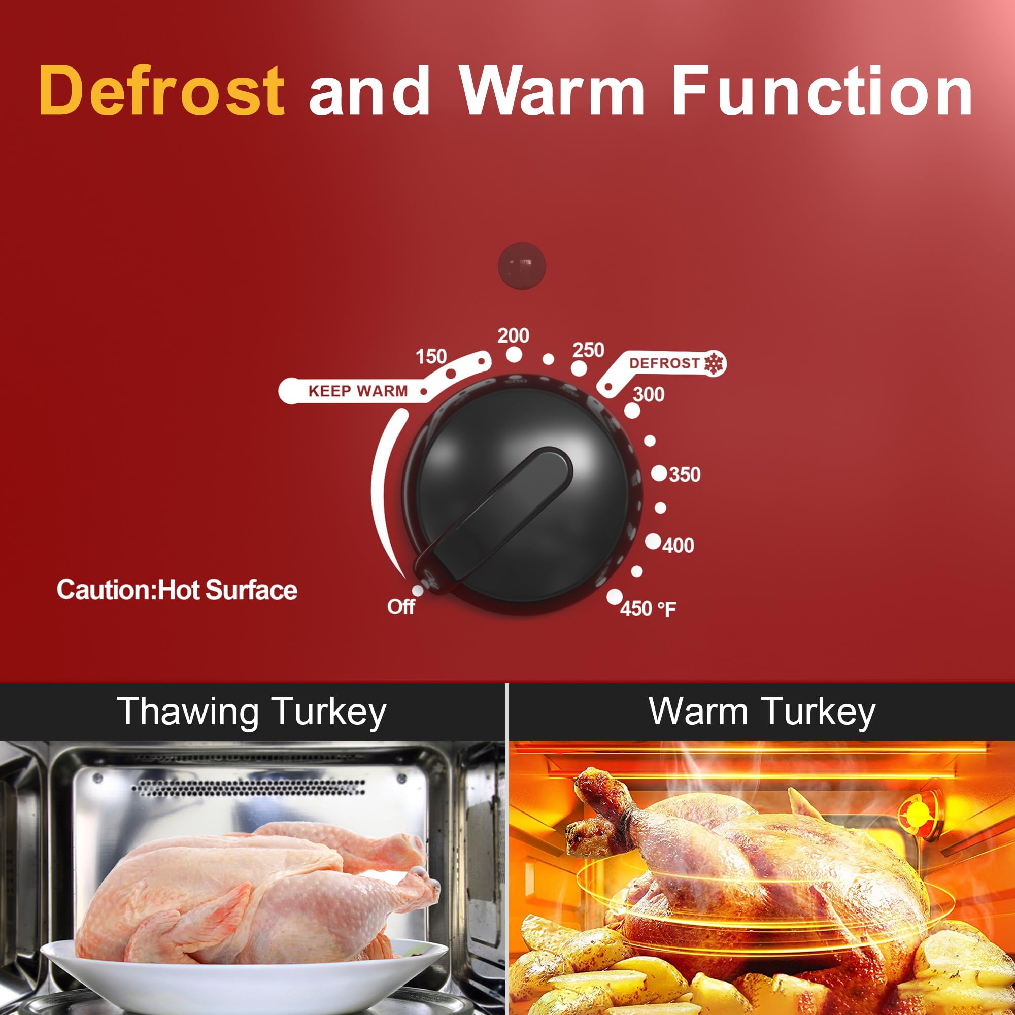 20 Quart Electric Roaster Oven with Self-Basting Lid, Turkey Roaster Oven with Removable Pan and Rack, Red – Perfect for Holiday Feasts and Large Family Gatherings