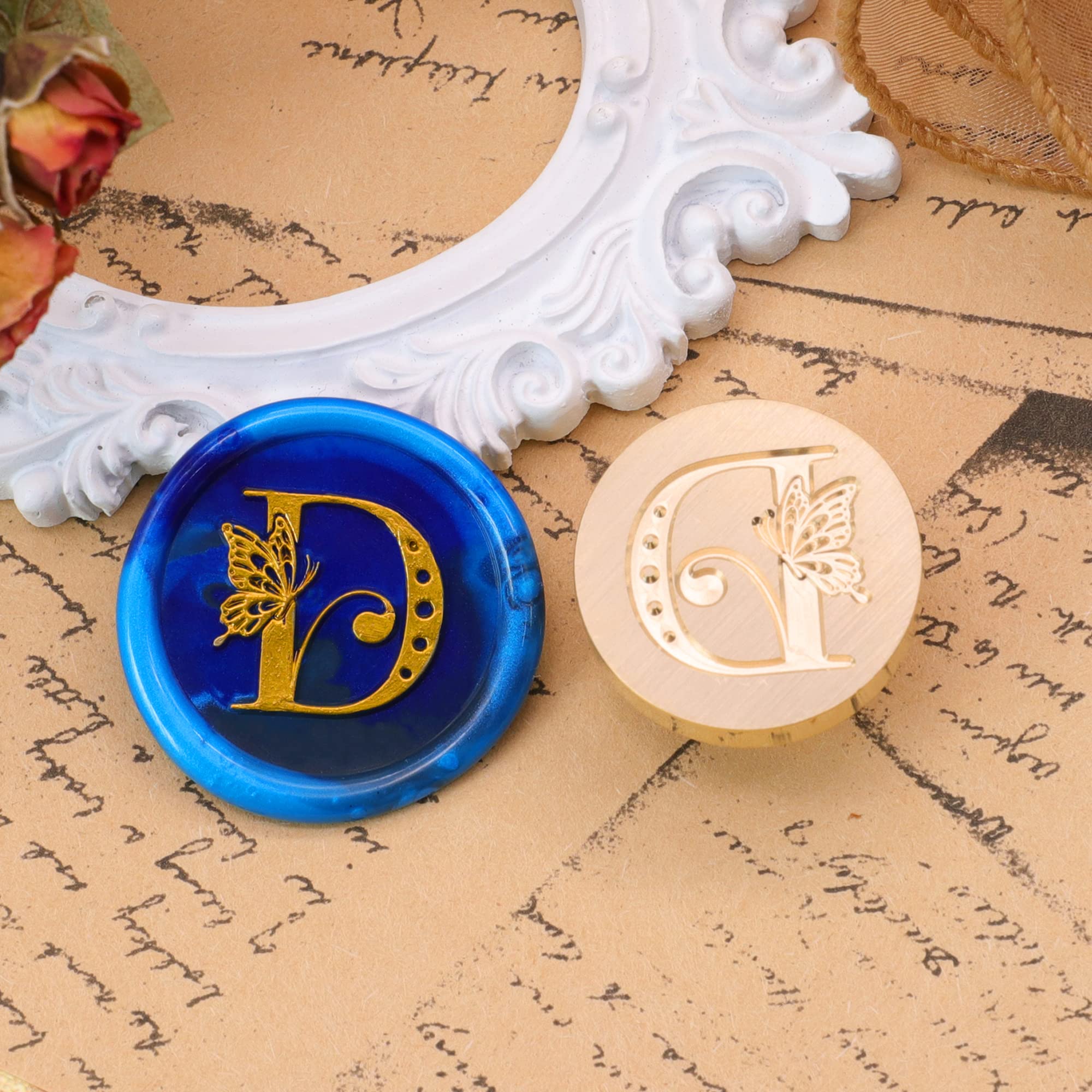 Vintage Butterfly Wax Seal Stamp Initial 