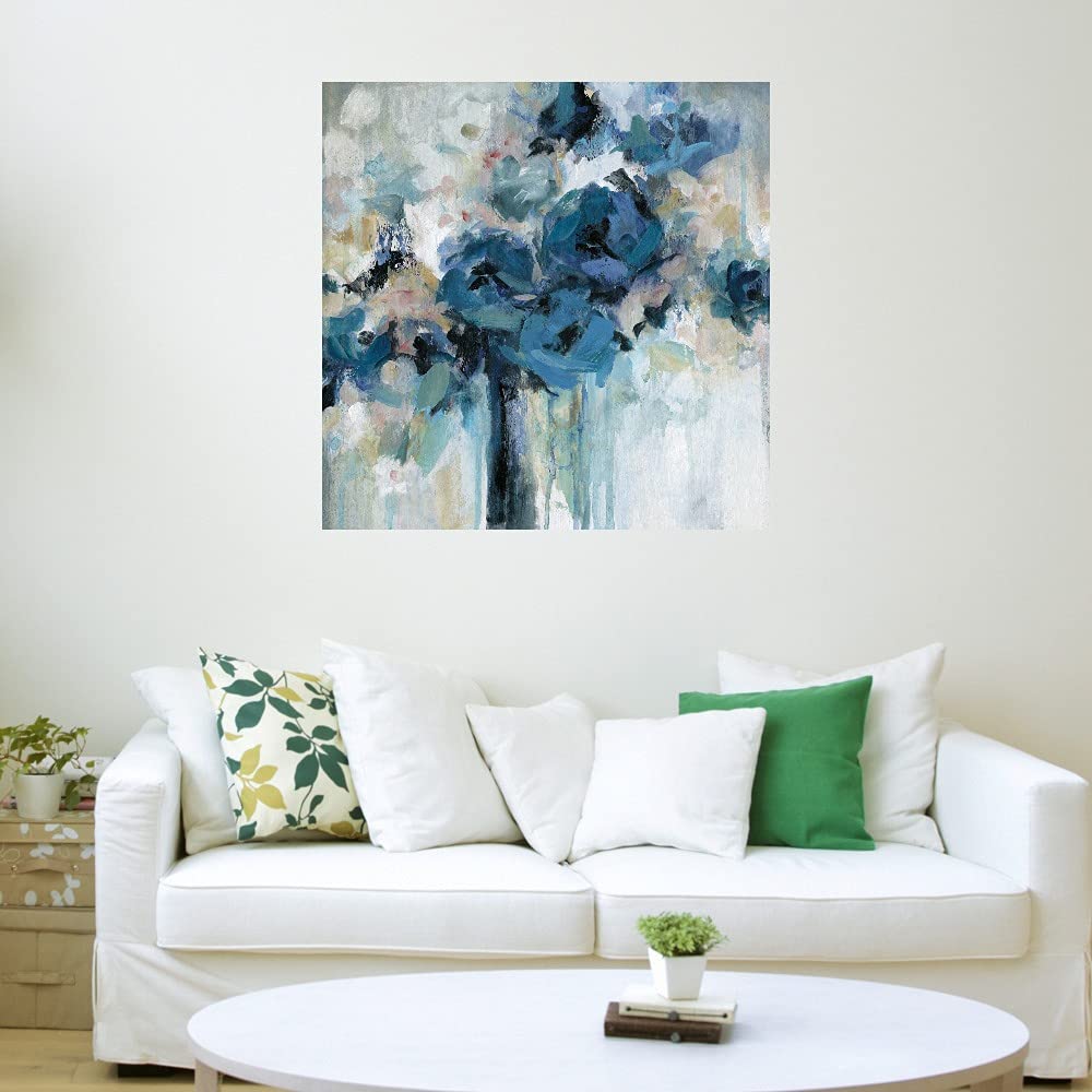 Midnight Splash Botanical Canvas Wall Art - 48x48 Inch Plant Decor for Bathroom & Bedroom - Hand Painted by Artist Carol Robinson | Perfect for Spa, Yoga Studio & Home Decor