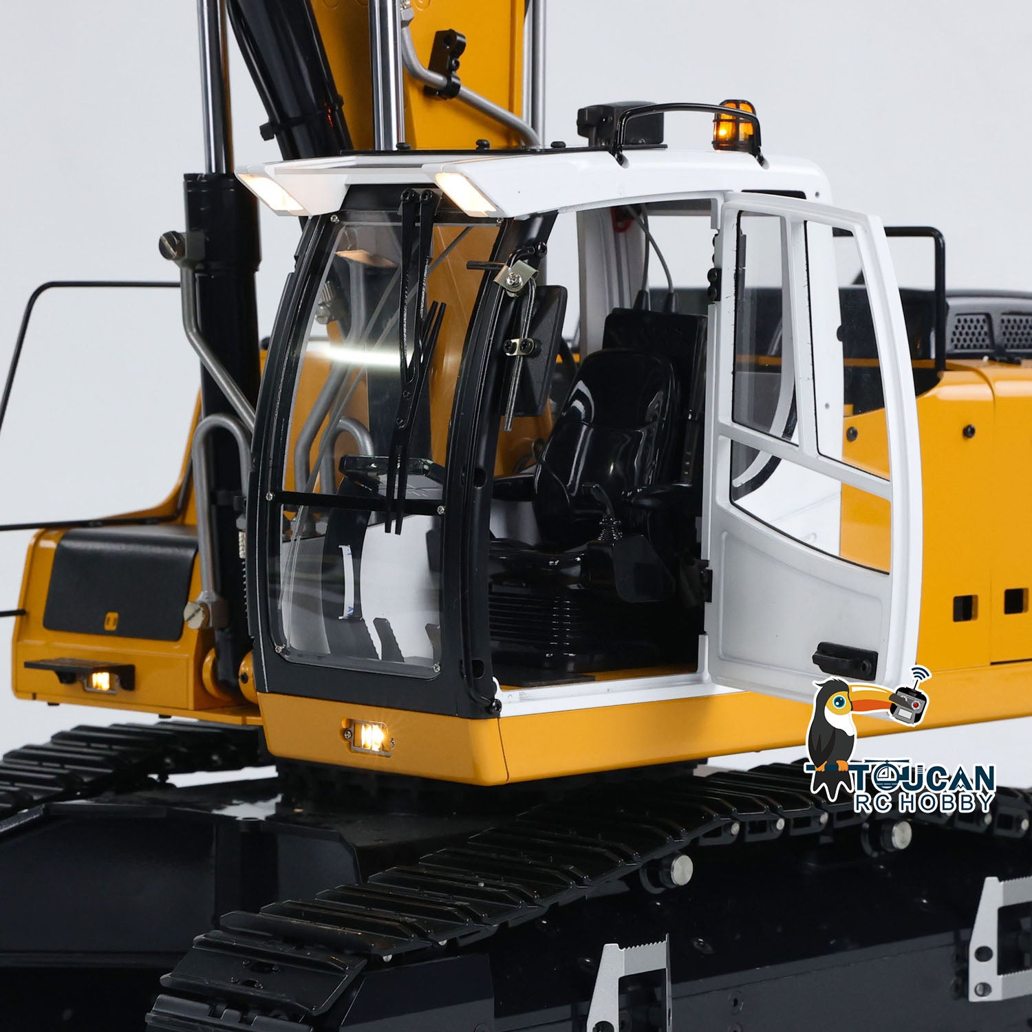MTMODEL 1:14 Scale Metal RC Hydraulic Excavator Toy - 3 Arms Remote Control Heavy Construction Digger with Tiltable Clamshell Bucket | Realistic Construction Vehicle for Kids & Adults, Perfect for Sandbox Play & Collectors Display