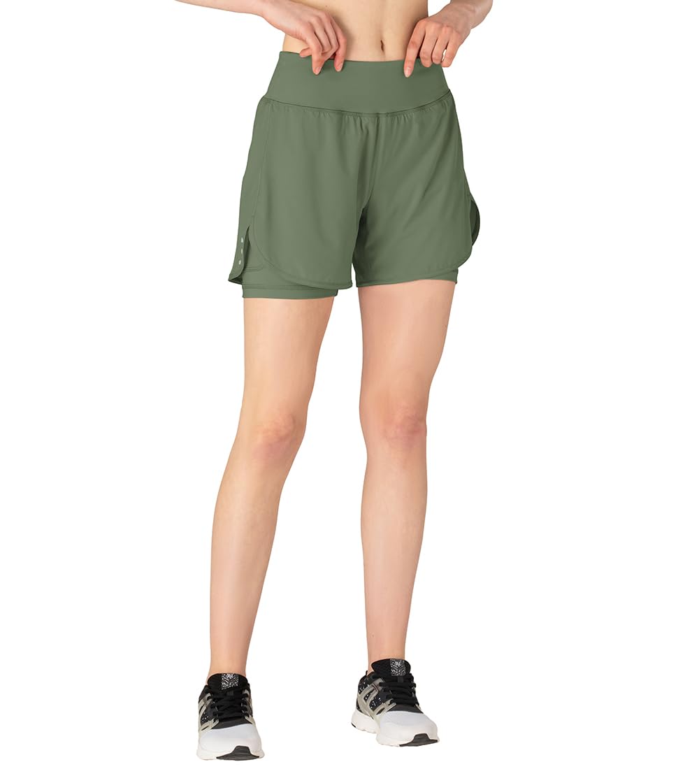 Gopune Women's 2-in-1 Running Shorts with Liner - High Waist Workout Athletic Gym Yoga Shorts for Women - Perfect for Jogging, Fitness Training & Yoga Classes