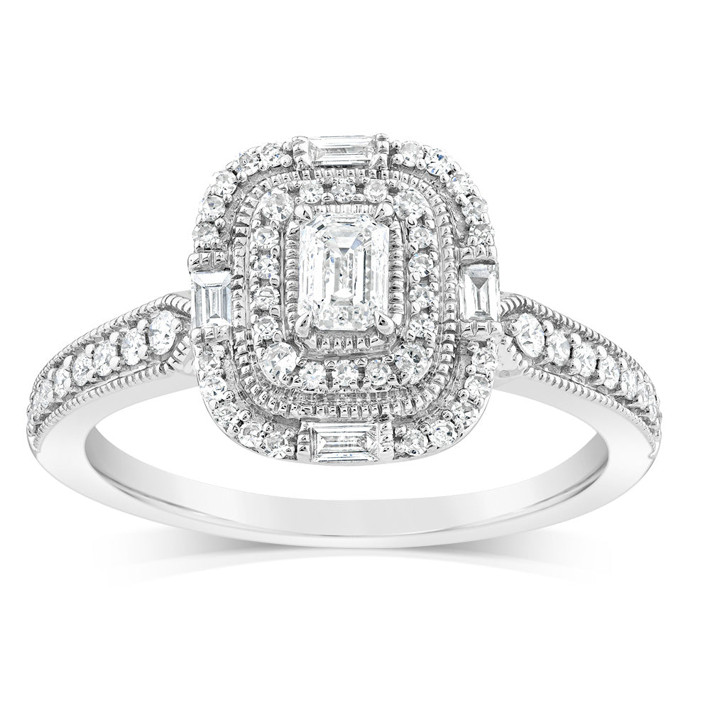 9ct White Gold 1/2 Carat Natural Diamond Brilliant Cut Engagement Ring - Perfect for Proposals, Anniversaries & Special Occasions