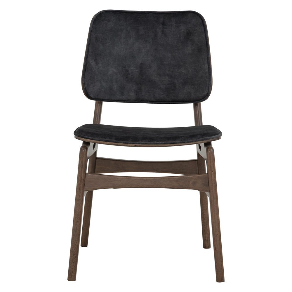 HEATH Modern Dining Chair - Walnut & Charcoal Fabric Upholstered - Perfect for Kitchen, Dining Room and Home Office Seating