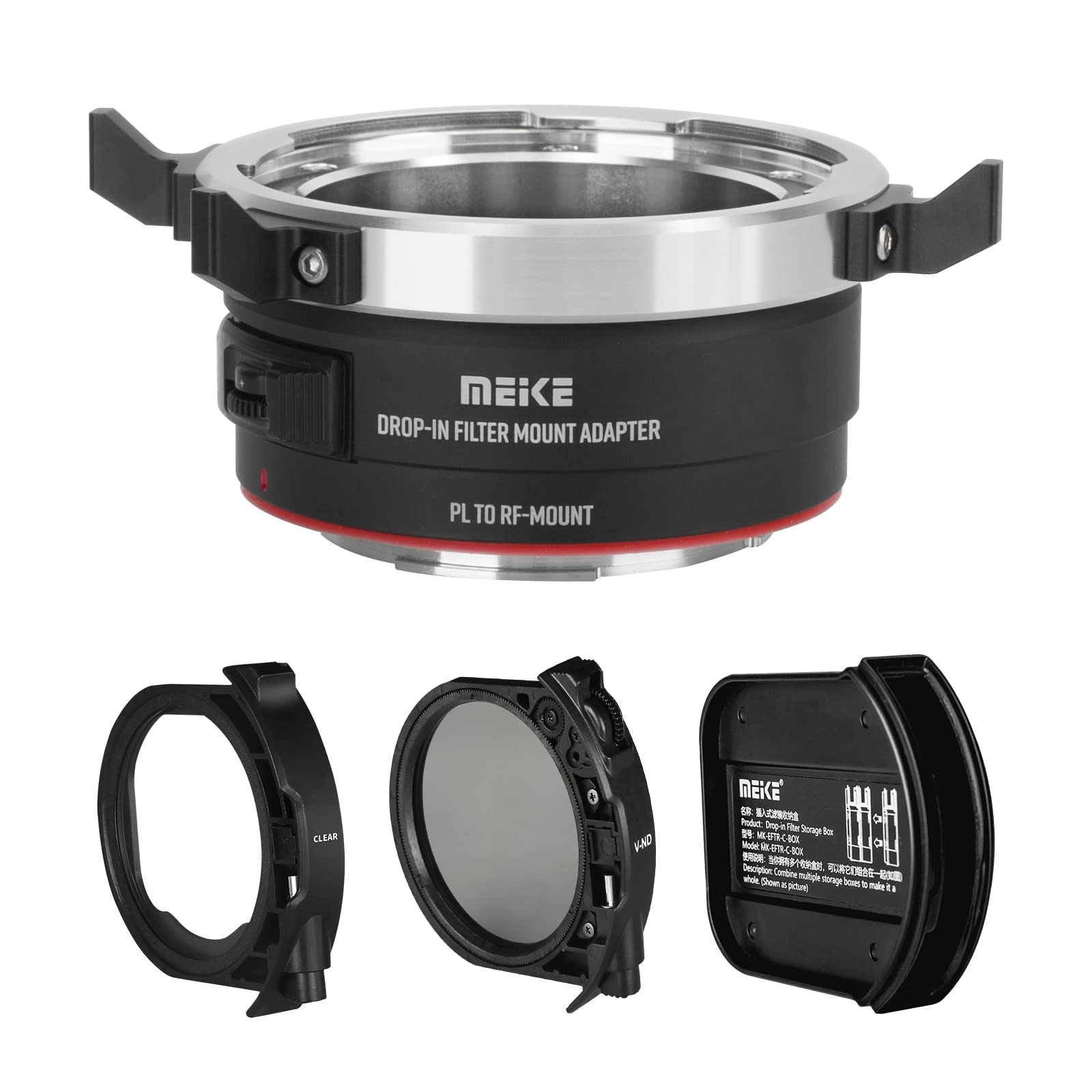 Meike MK-PLTRF-C PL to RF Lens Adapter with Variable ND & UV Filter - Compatible with ARRI PL-Mount Cinema Lenses & Canon EOS R/RP/R5/R5C/R6 Cameras - Perfect for Filmmaking, Videography, and Professional Photography