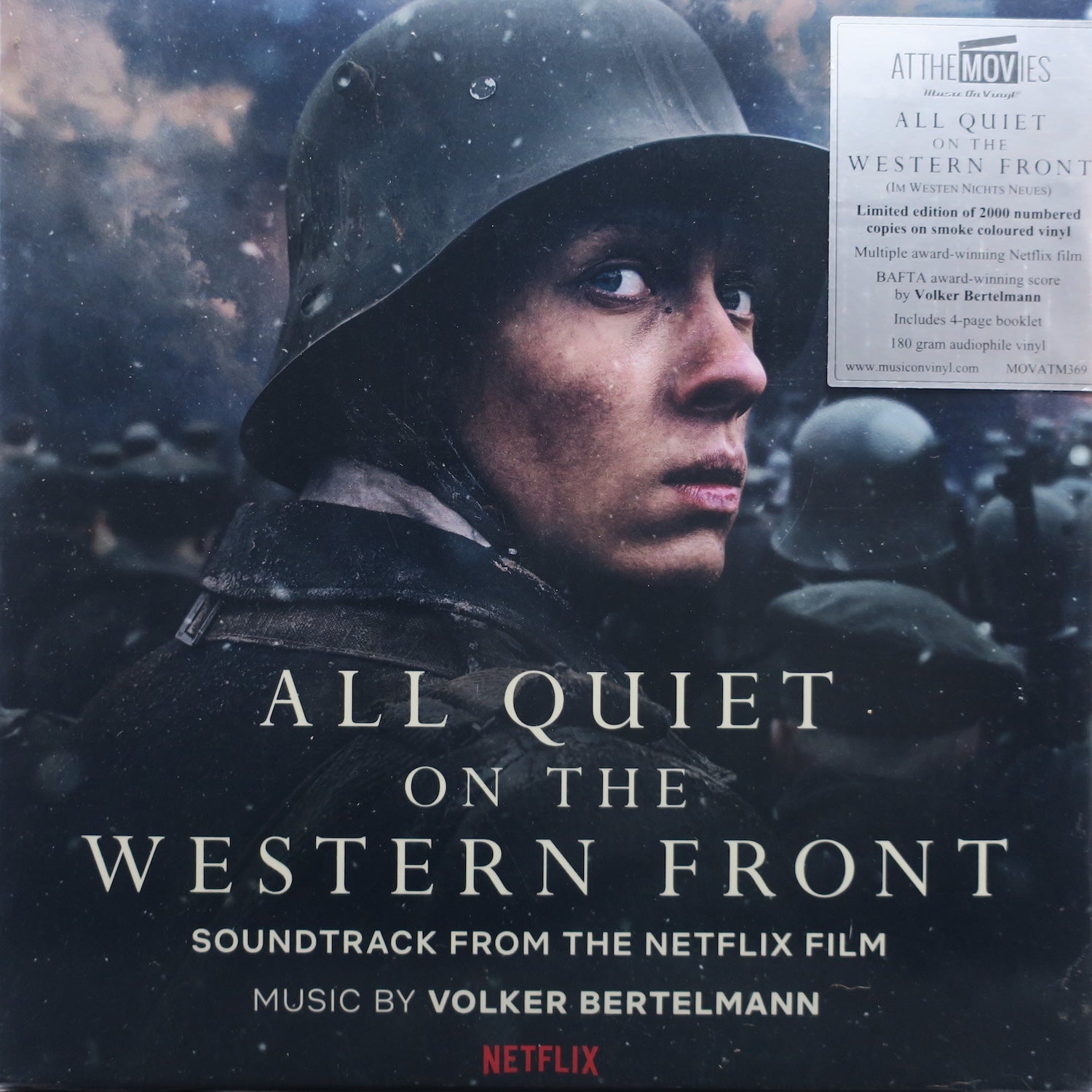 ALL QUIET ON THE WESTERN FRONT Original Motion Picture Soundtrack - Limited Edition 180g Smoke Colored Vinyl LP - Perfect for Movie Night & Vinyl Collectors