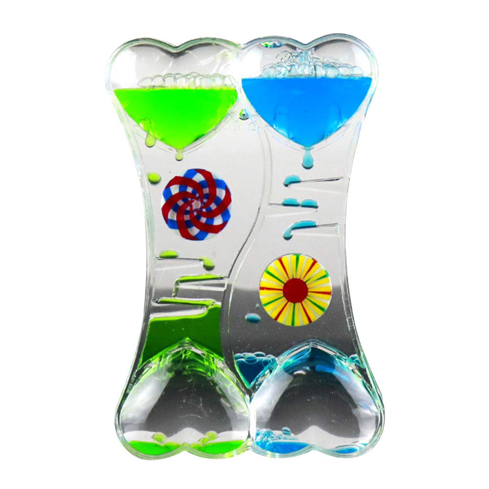 Sensory Liquid Motion Timer Toy - Floating Color Lamp & Double Heart Bubble Drip Oil Hourglass Clock | Stress Relief Desk Decor, Kids Educational Gift (Blue Green) | Perfect for Meditation, ADHD Focus & Office Relaxation