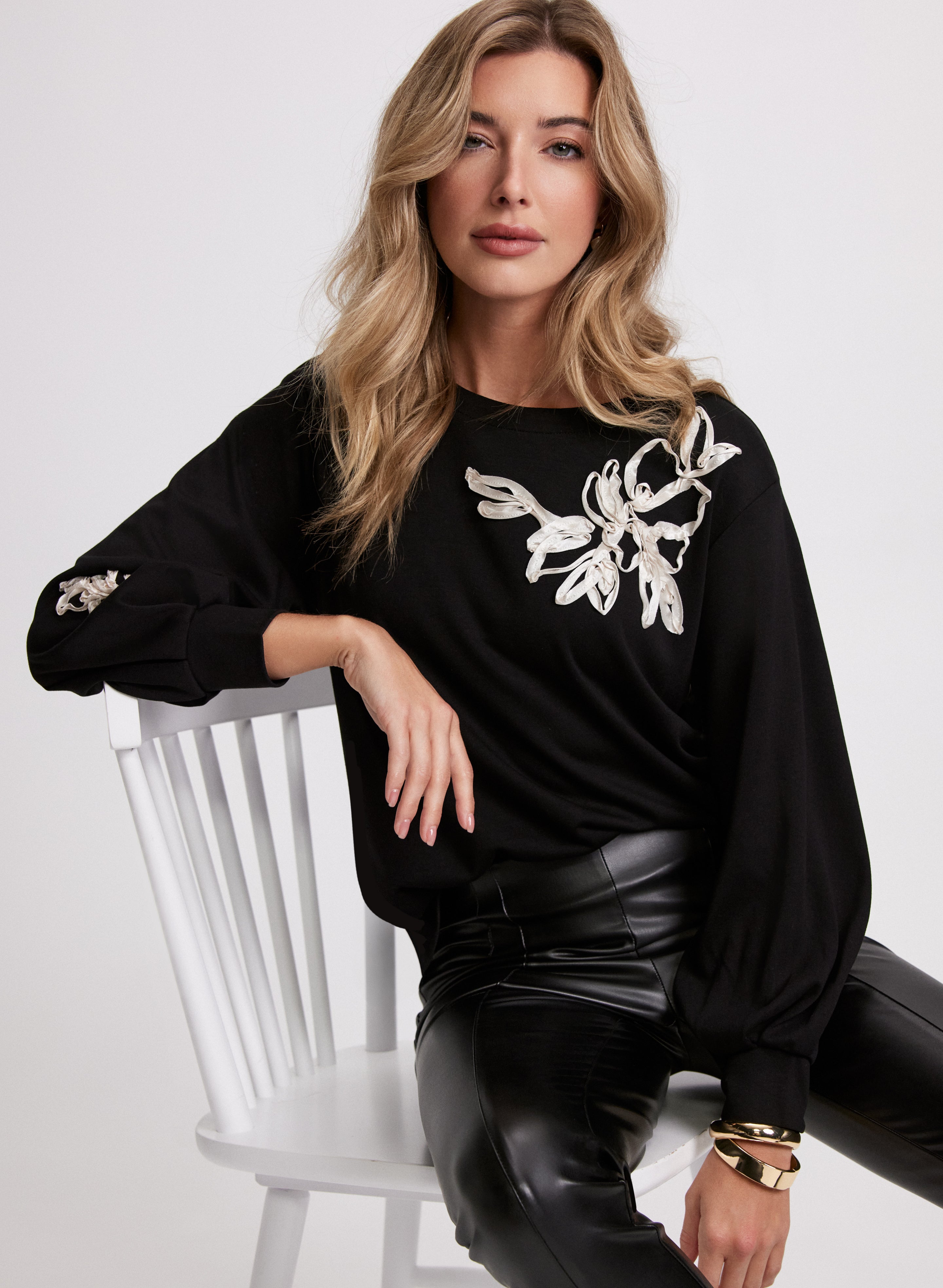 Floral Embroidered Women's Blouse - Elegant Floral Pattern Summer Tops for Casual Wear & Date Night Outfits