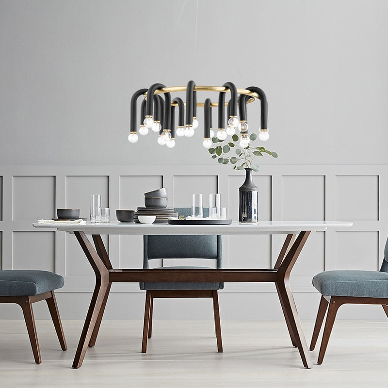 U-Shaped Tube Chandelier - Modern Exclusive Lighting Fixture for Dining Room, Living Room & Bedroom Decor