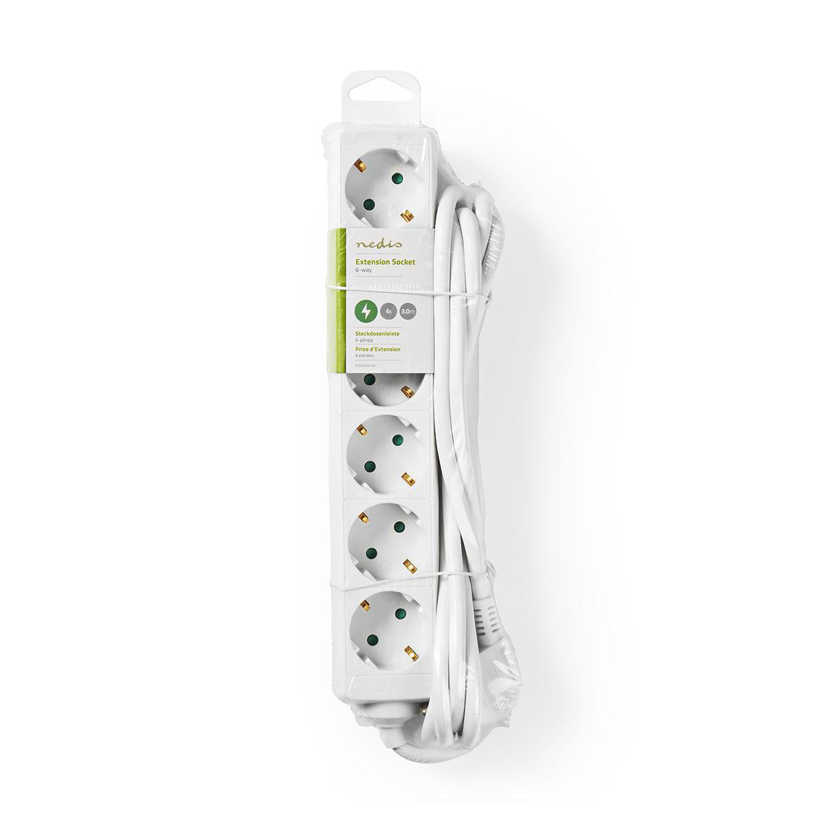 16A 6-Outlet Grounded Power Strip with 3m Cord - Perfect for Home, Office, and Workshop Use