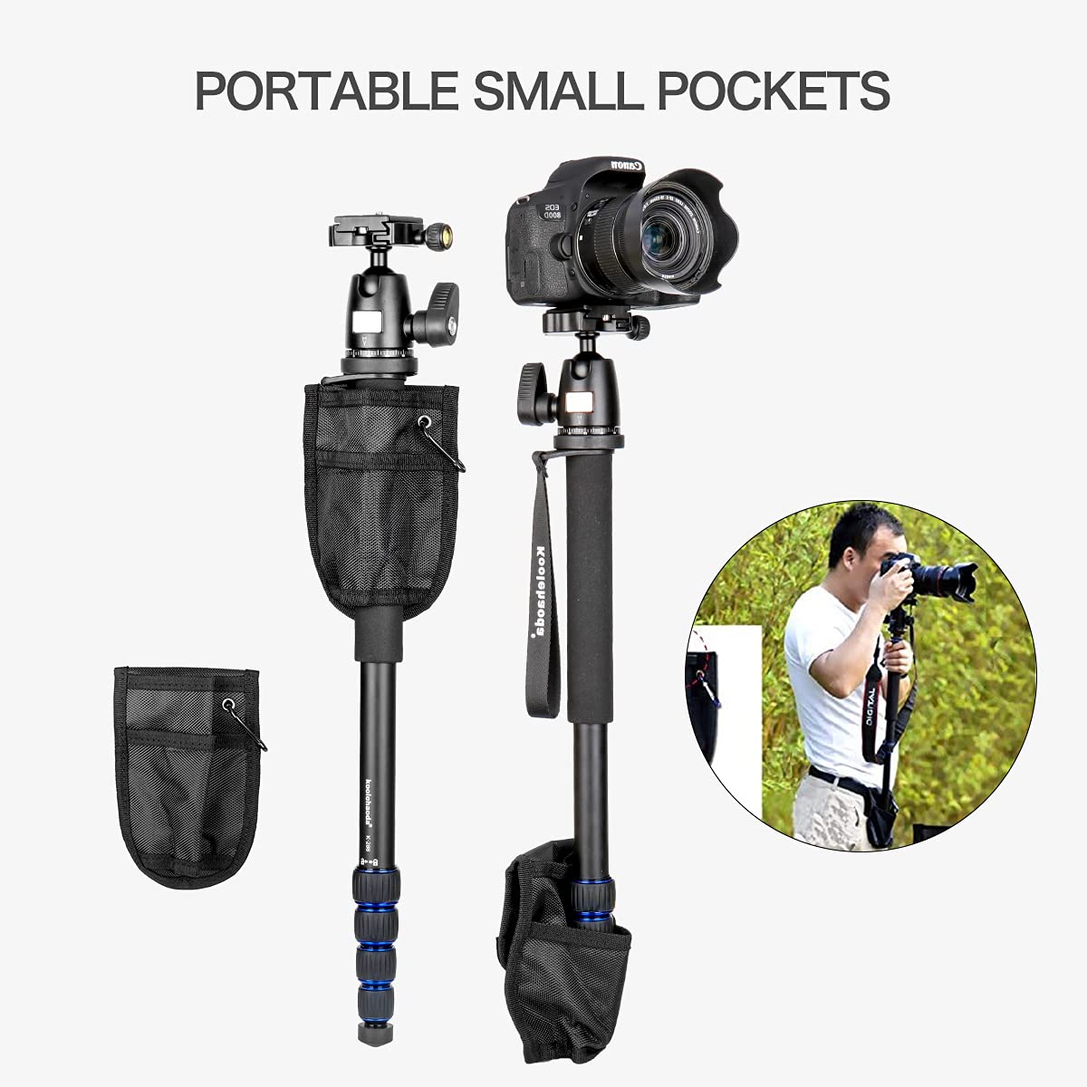 Koolehaoda 69-inch Aluminum Camera Monopod with Support Base & K-09 Ballhead - Compatible with DSLR Cameras Like Canon, Nikon - Perfect for Travel, Sports, and Outdoor Photography
