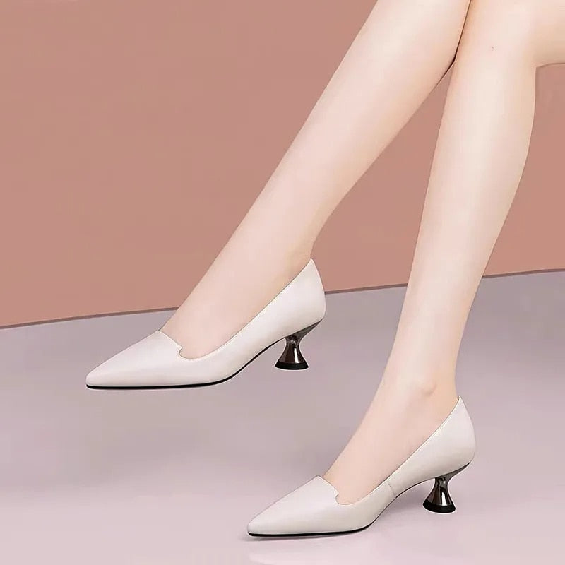 Women's Fashion PU Leather High Heel Shoes - Stylish Pointed Toe Pumps for Office, Party & Evening Wear