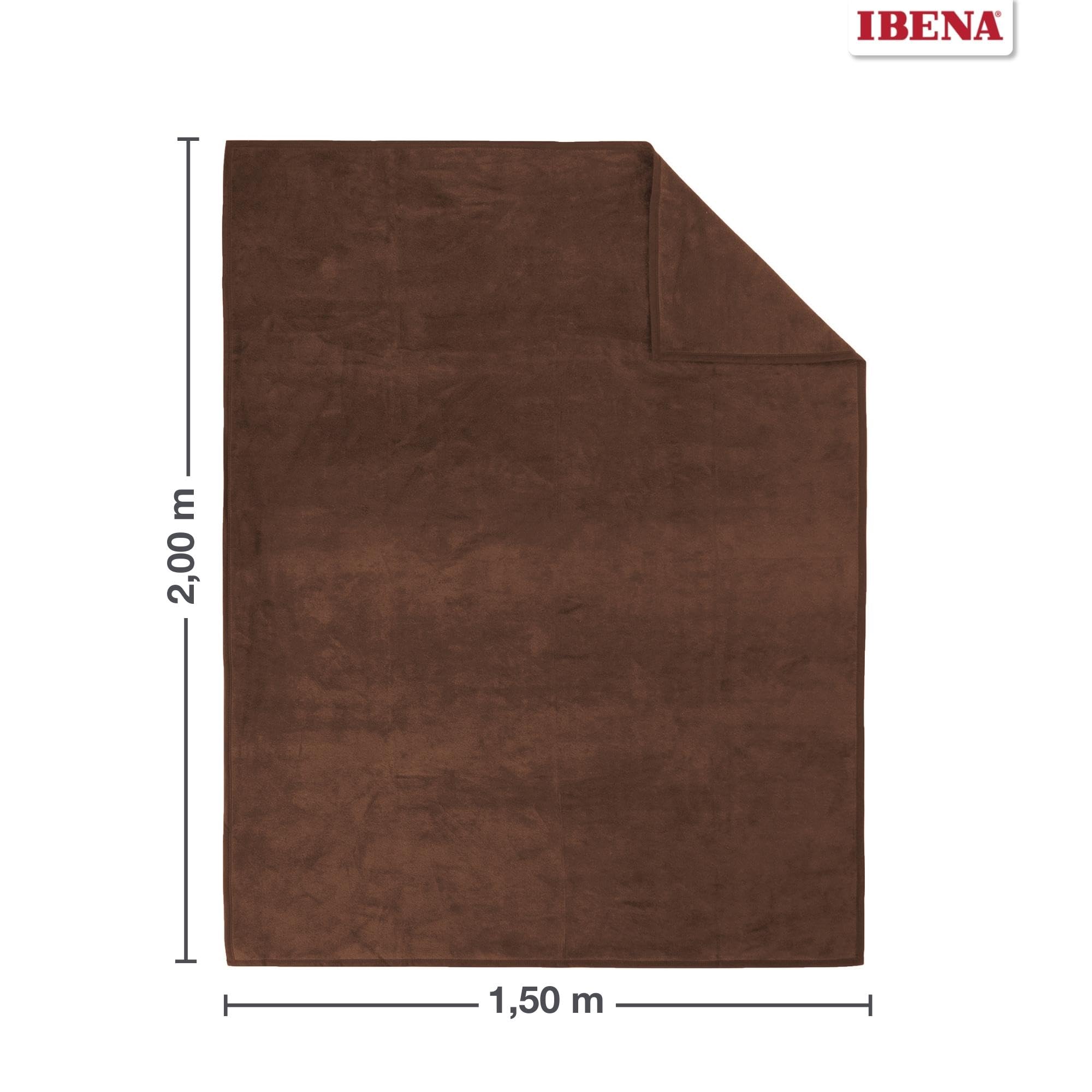 IBENA Soft Plush Solid Color Cotton Blend Throw Blanket - Chocolate Brown | Cozy Couch & Bed Blanket for Home, Office, and Travel