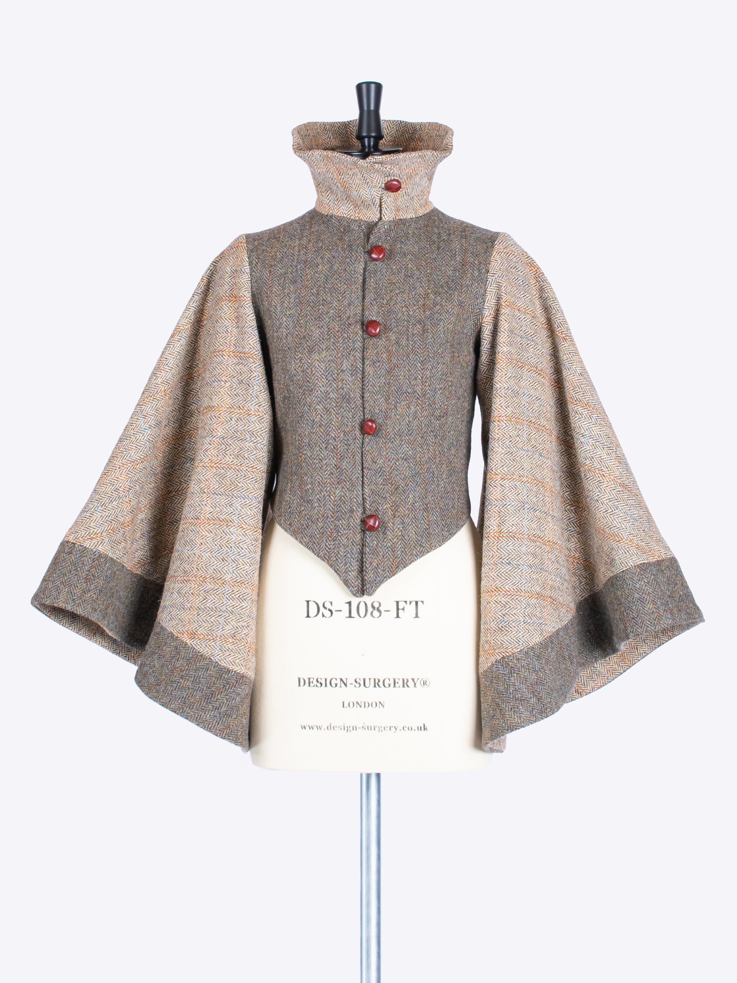 Stylish Cape Sleeve Jacket in Moss Green & Beige - Perfect for Fall Layering and Outdoor Adventures