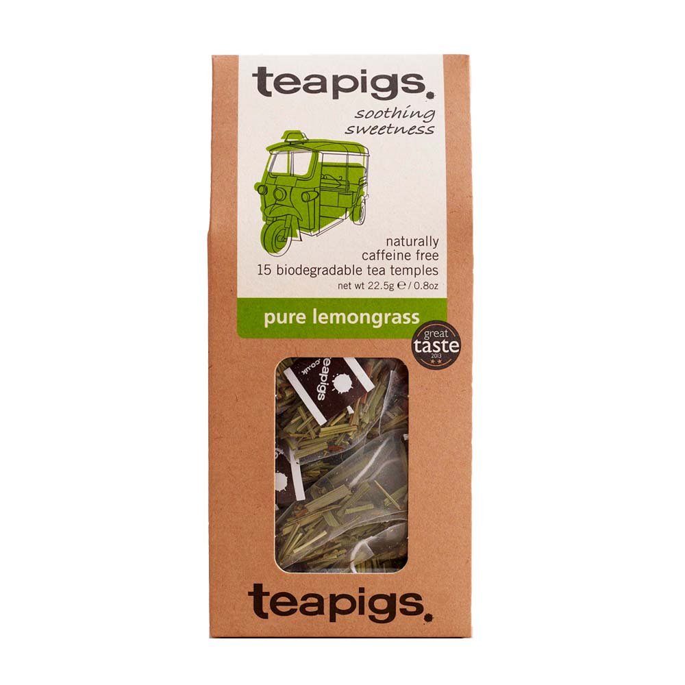 Teapigs Pure Lemongrass Herbal Tea Bags - 15 Count Pack of Whole Leaf Tea for Relaxation & Digestion - Perfect for Stress Relief, Afternoon Tea & Wellness Routines