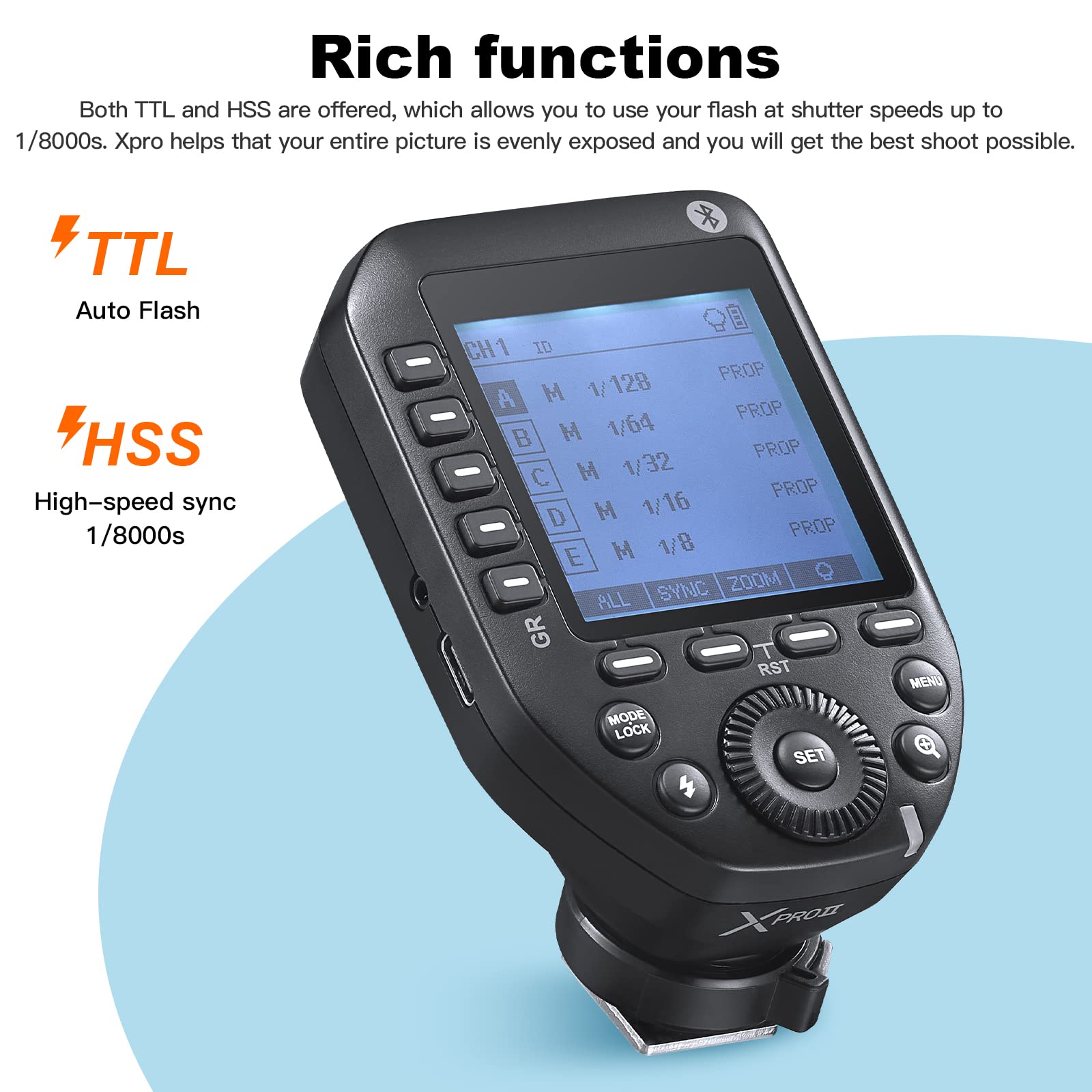 Godox XProII-F TTL Wireless Flash Trigger Transmitter for FUJIFILM Cameras - 2.4G HSS up to 1/8000s, Bluetooth Control, Hotshoe Lock, 16 Groups & 32 Channels - Perfect for Studio Photography, Outdoor Shoots & Event Coverage