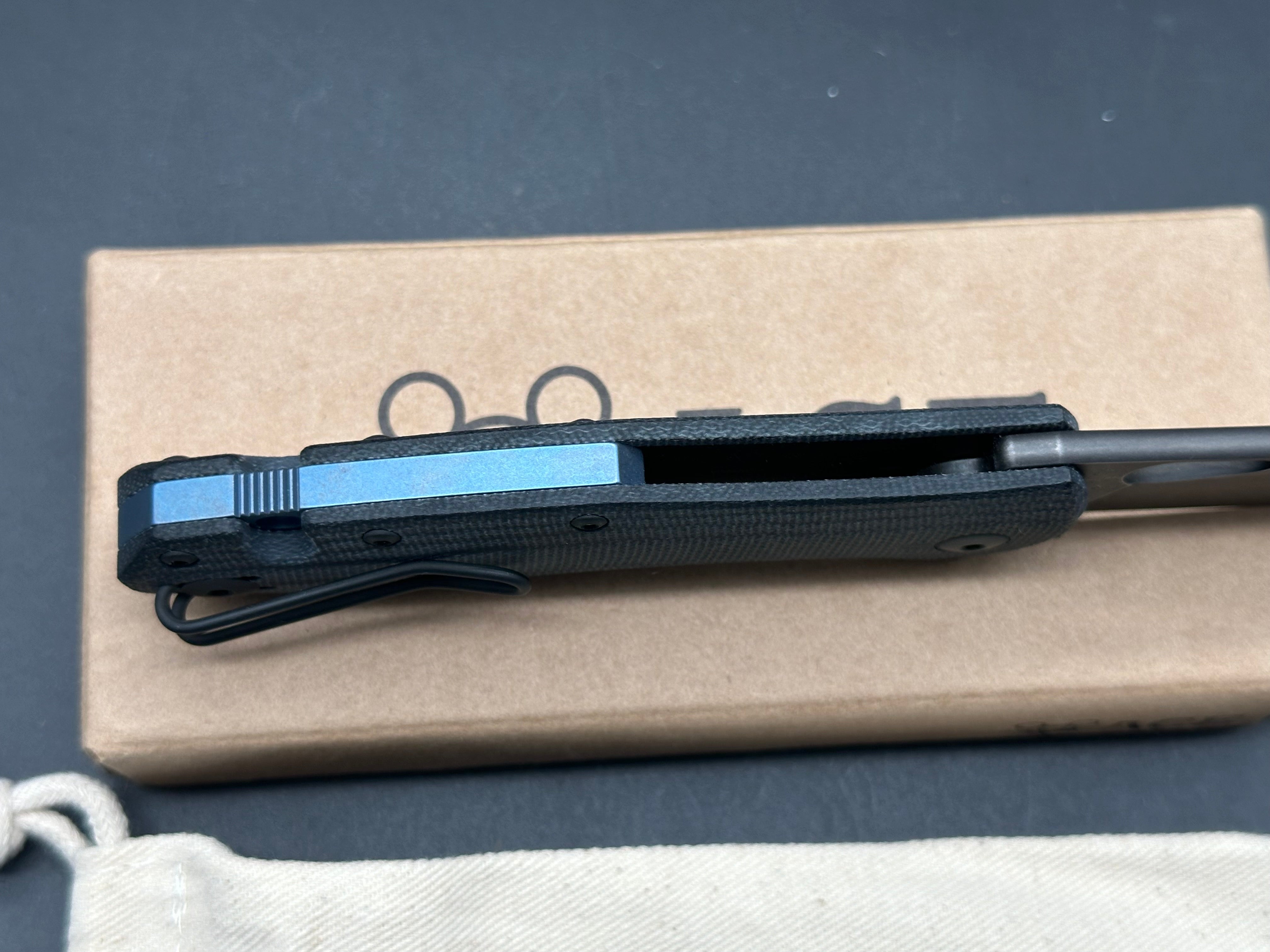GiantMouse Ace Atelier Blackout #164/300 - Limited Edition Black Stonewashed PVD Vanadis 4E Blade & Black Canvas Micarta Handles - Premium EDC Folding Knife for Outdoor, Camping & Everyday Carry