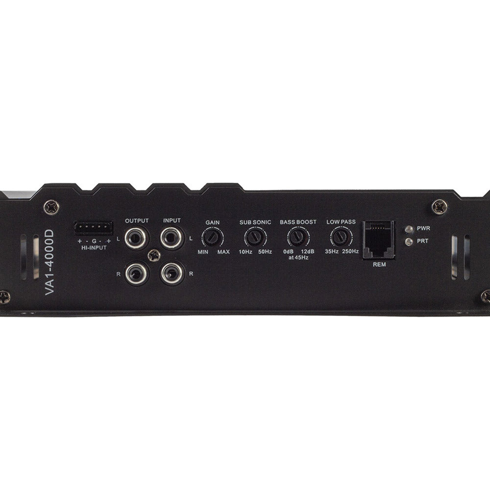 Power Acoustik VA1 4000D Class D 4000W Monoblock Car Amplifier with Bass Remote - High Power Audio for Car Stereo & Subwoofer Systems