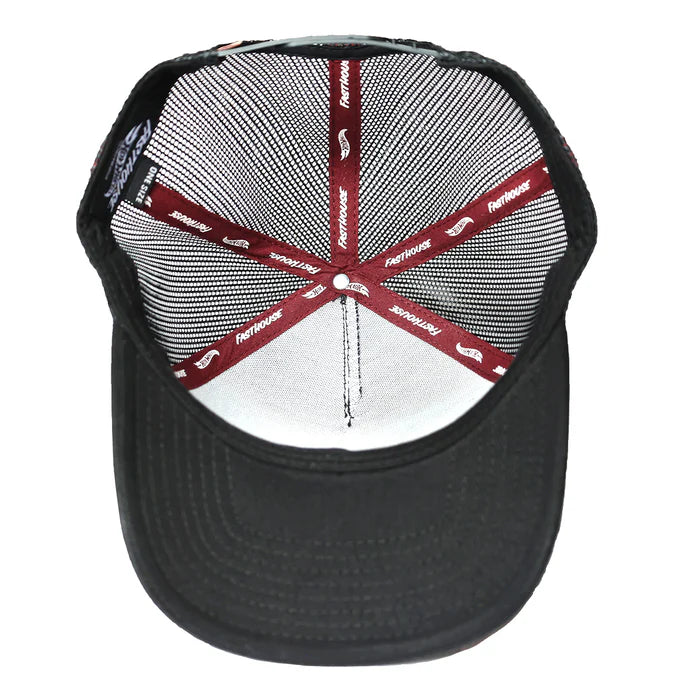 Hot Wheels Speedway Trucker Hat for Men & Women - Adjustable Snapback Cap in White & Black - Perfect for Racing Fans, Car Enthusiasts & Outdoor Activities