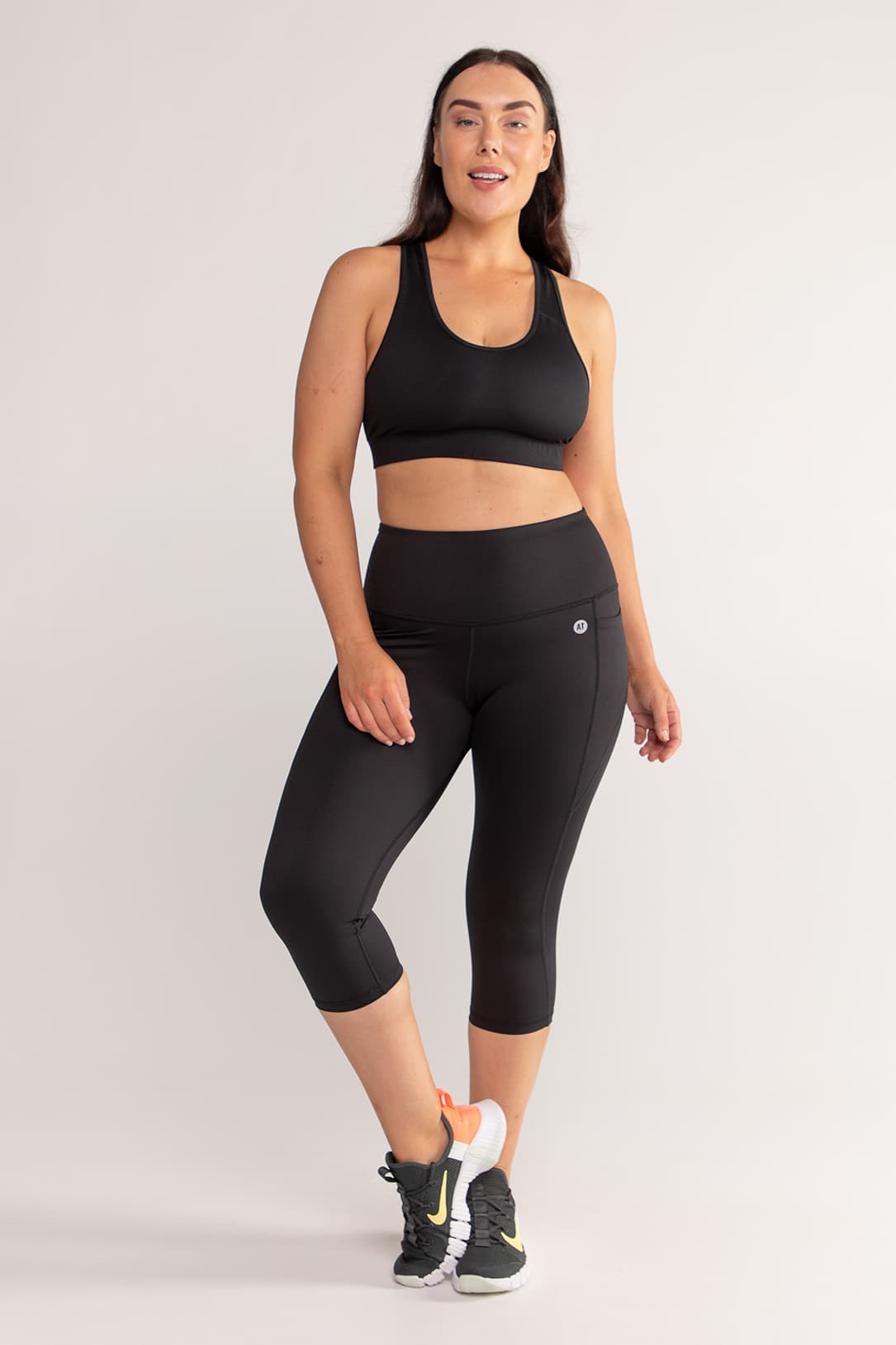 Training Pocket Move 3/4 Length Leggings for Women - Black | High Waist Workout Yoga Pants with Side Pockets | Perfect for Gym, Running & Lounge Wear