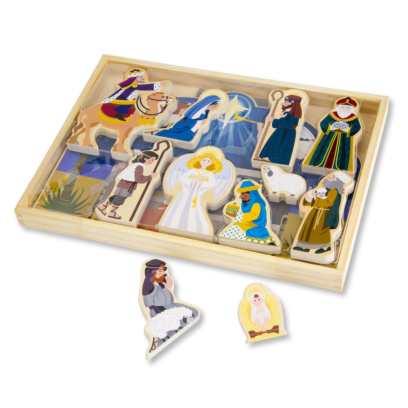 Handcrafted Wooden Christmas Nativity Set - 16 Piece Holy Family Scene for Holiday Decorations | Perfect for Home, Church, and Office Christmas Displays